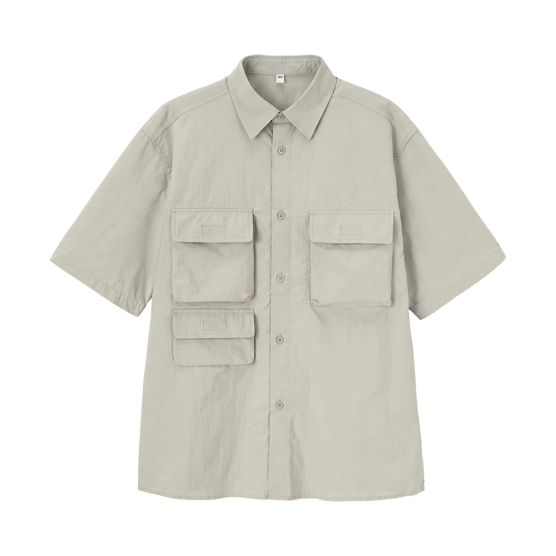 359041-32 GU Nylon Pocket Half Sleeve Shirt Beige