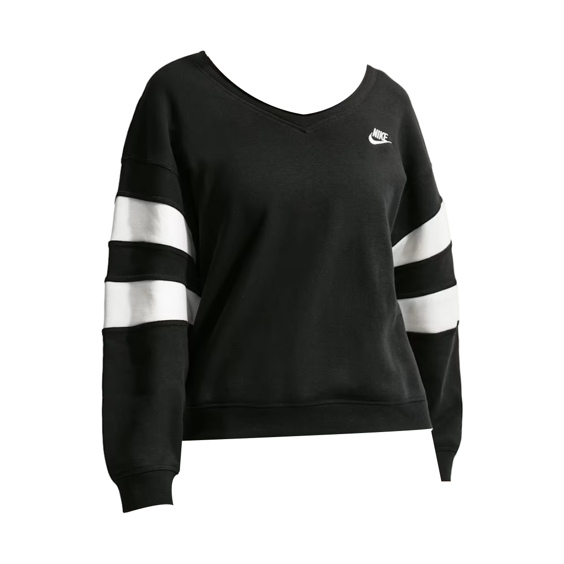 IQ0085-010 (W) Nike NSW Club Fleece Oversized V-Neck Sweatshirt Black Sail - Asia