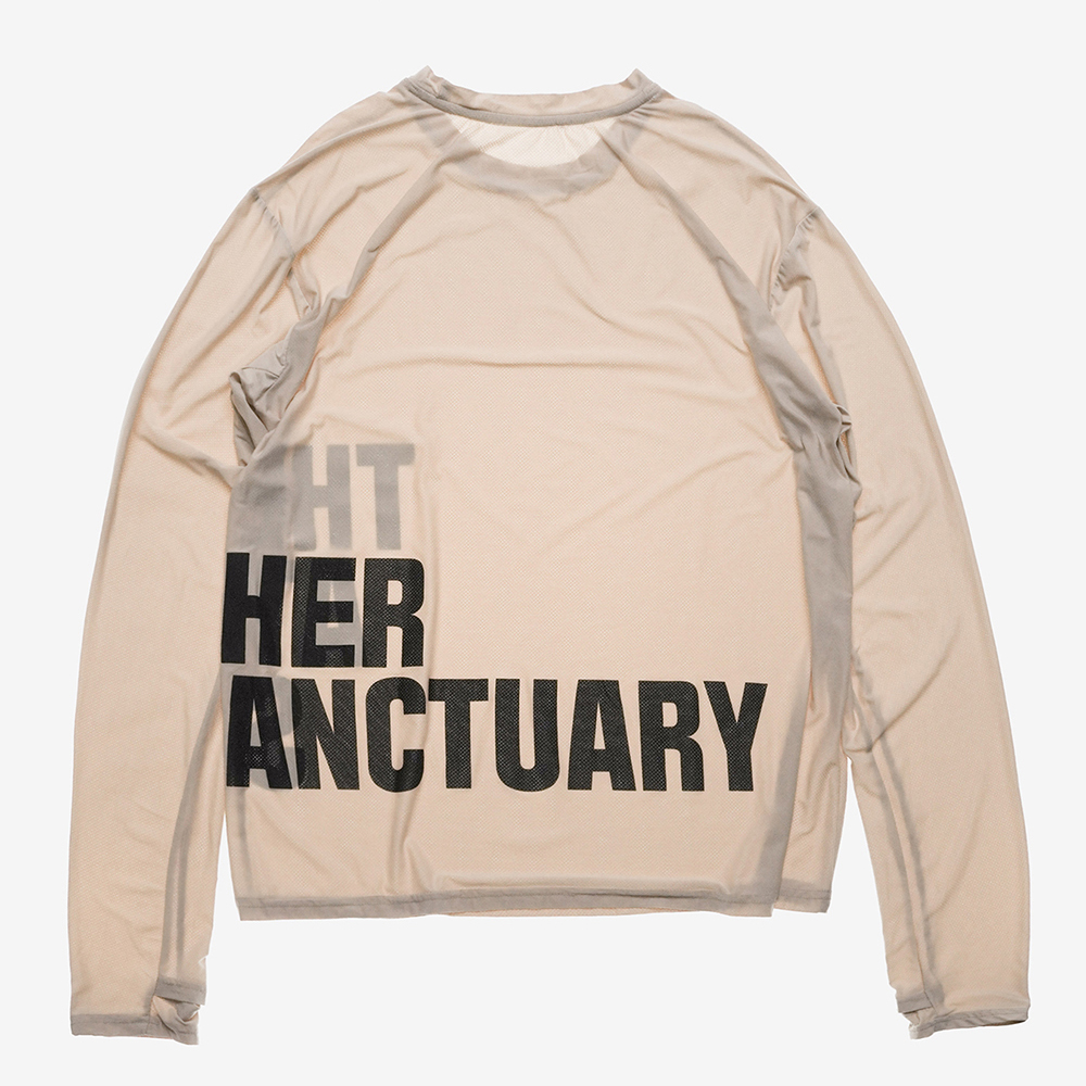 디아더생츄어리 오리진 빅로고 메쉬 긴팔 티셔츠 베이지(THE ATHER SANCTUARY Origin Big Logo Mesh L/S Tee Beige) - 5