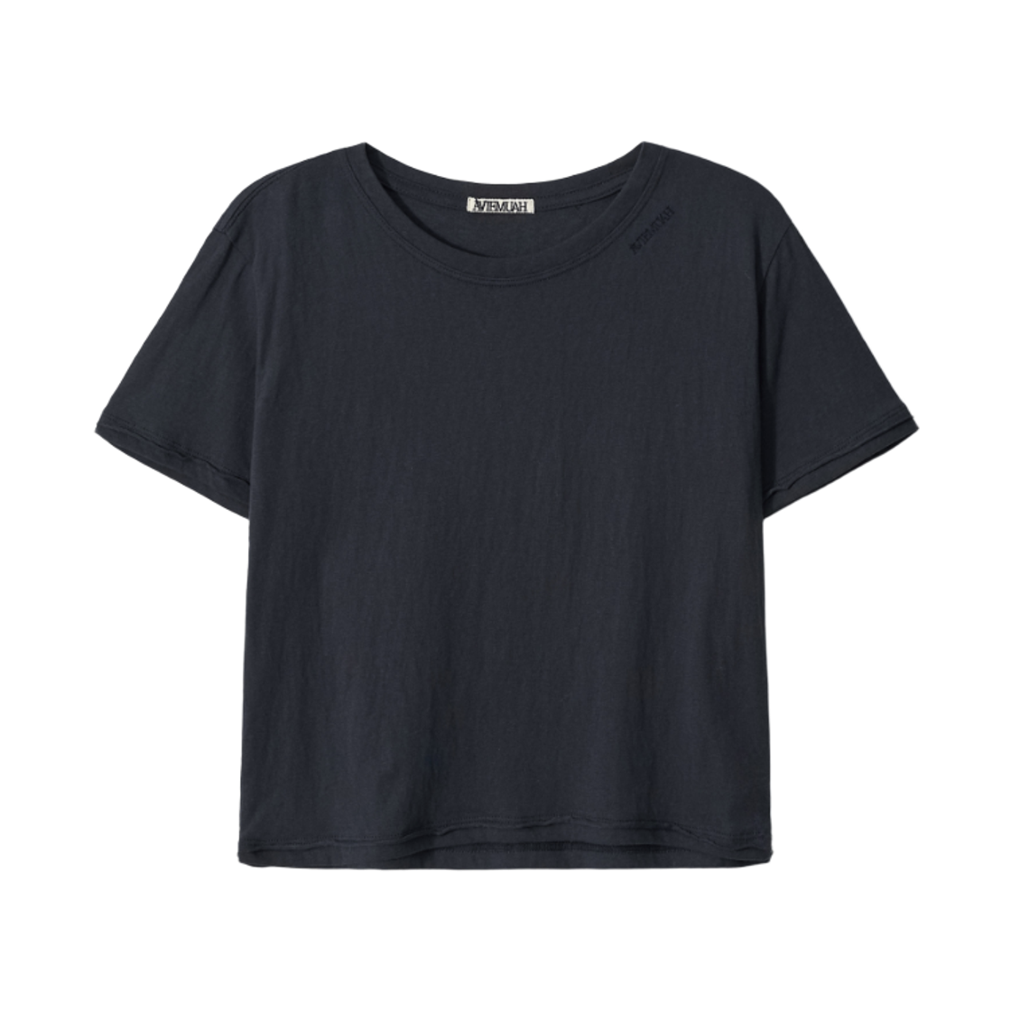 (W) 아비에무아 슬럽 로우 엣지 티셔츠 네이비((W) Aviemuah Slub Raw Edge T-Shirt Navy) - 1