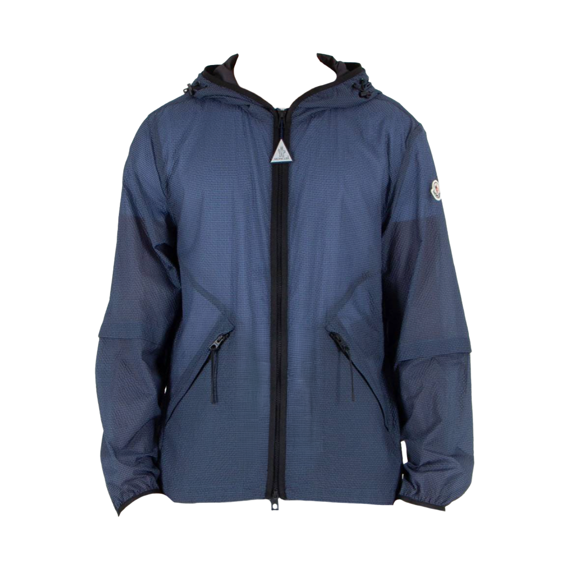 L1-091-1A00145-599G9-F79 Moncler Seersucker Hooded Jacket Night Blue - 26SS