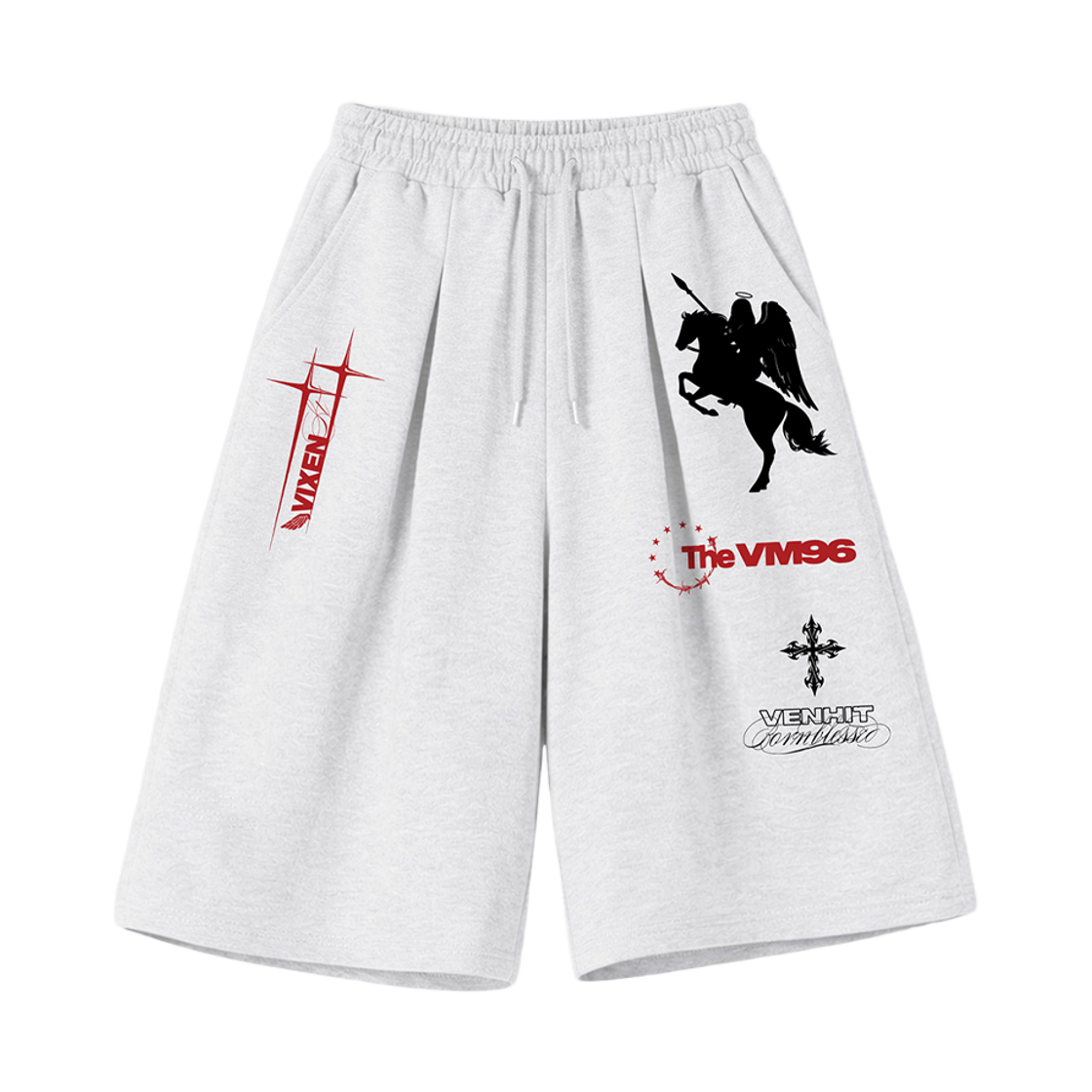 벤힛 THE VM96 8부 버뮤다 스웻팬츠 화이트메란지(venhit THE VM96 8-Length Bermuda Sweat Shorts White) - 2