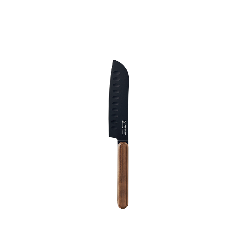WA0858 Wagensteiger Schwarzwald Stainless Steel Ceramic Coated Santoku Knife with Wood Handle (5-Inch)