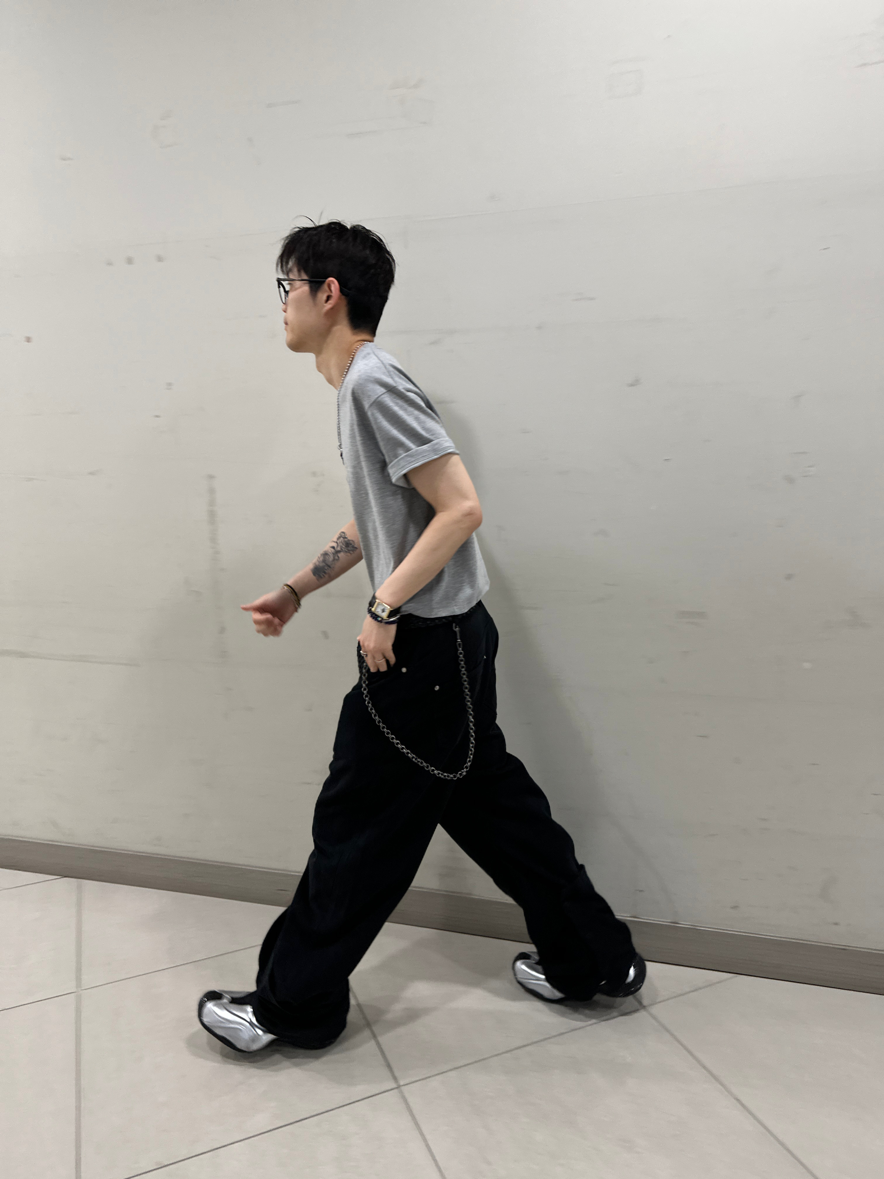 Farfromwhat Far Structured Hem Pants, Farfromwhat Far Weaving Belt Black 착용 스타일 - 3