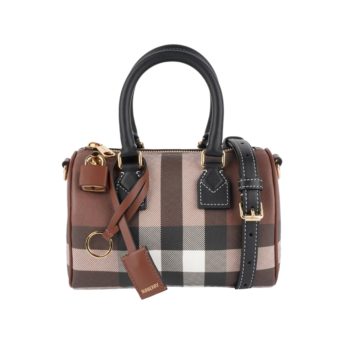 8112226 [25% 쿠폰] [12% 쿠폰] Burberry Mini Check Bowling Bag Dark Birch Brown