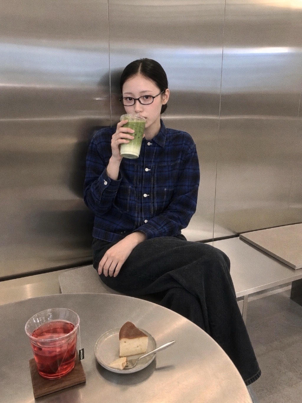 Story mfg Women Sundae Jacket Solar Check - 26FW 착용 스타일 - 2