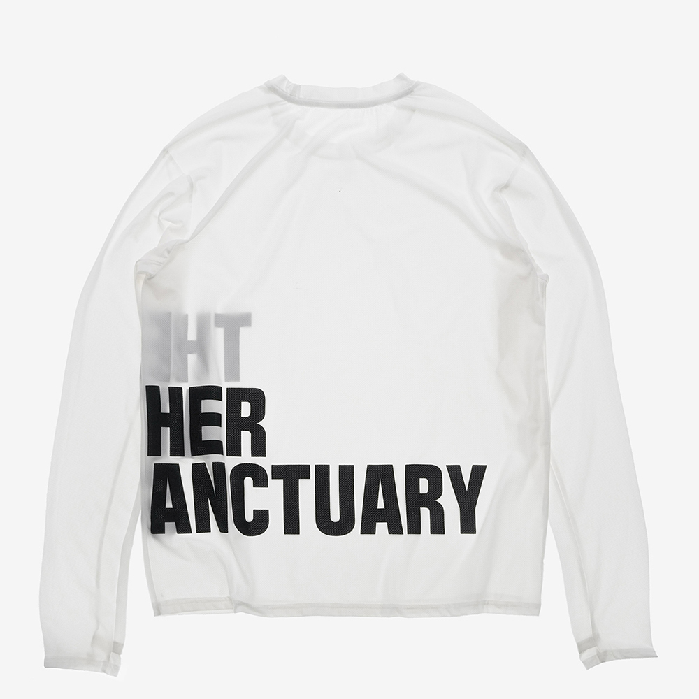 디아더생츄어리 오리진 빅로고 메쉬 긴팔 티셔츠 화이트(THE ATHER SANCTUARY Origin Big Logo Mesh L/S Tee White) - 5