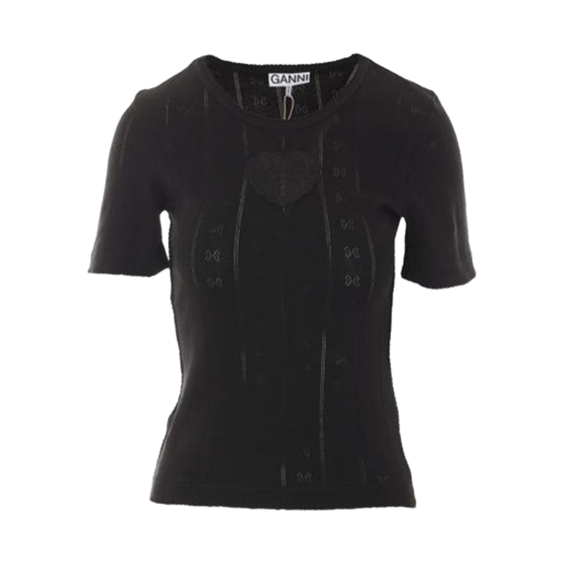 A1050260-099 (W) Ganni Short Sleeve T-Shirt Black