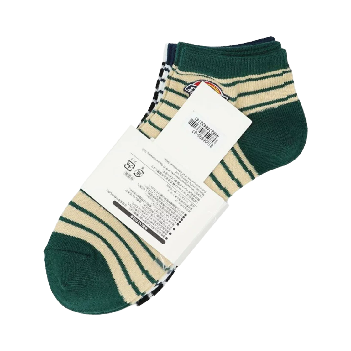 (W) 디키즈 마이크로 보더 자주 삭스 화이트 블랙 (3개입)((W) Dickies Micro Border Embroidered Socks White Black (3 Pack)) - 2