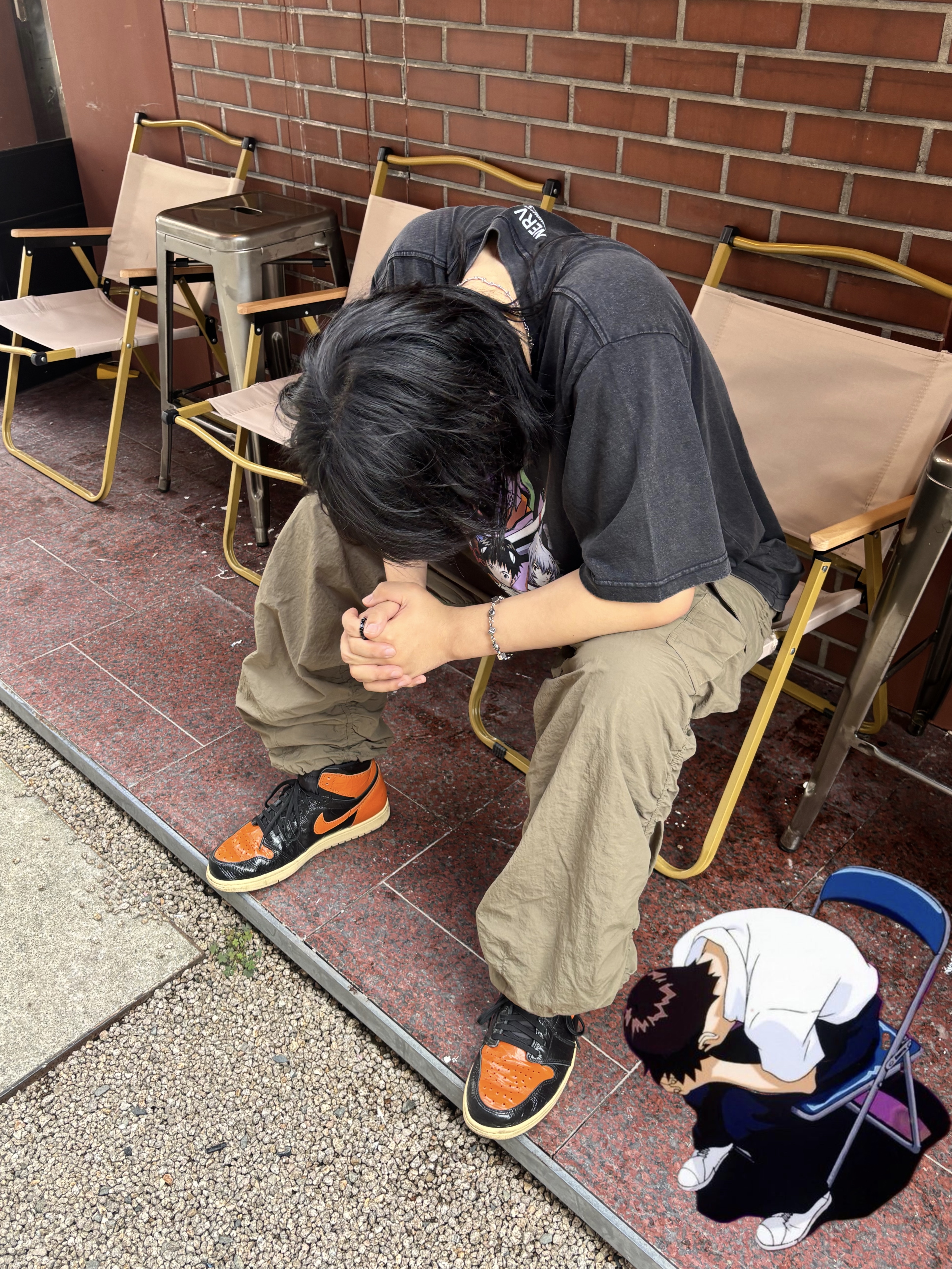 GU x Evangelion Washed Graphic T-Shirt Dark Gray, Jordan 1 Retro High Shattered Backboard 3.0 착용 스타일 - 3