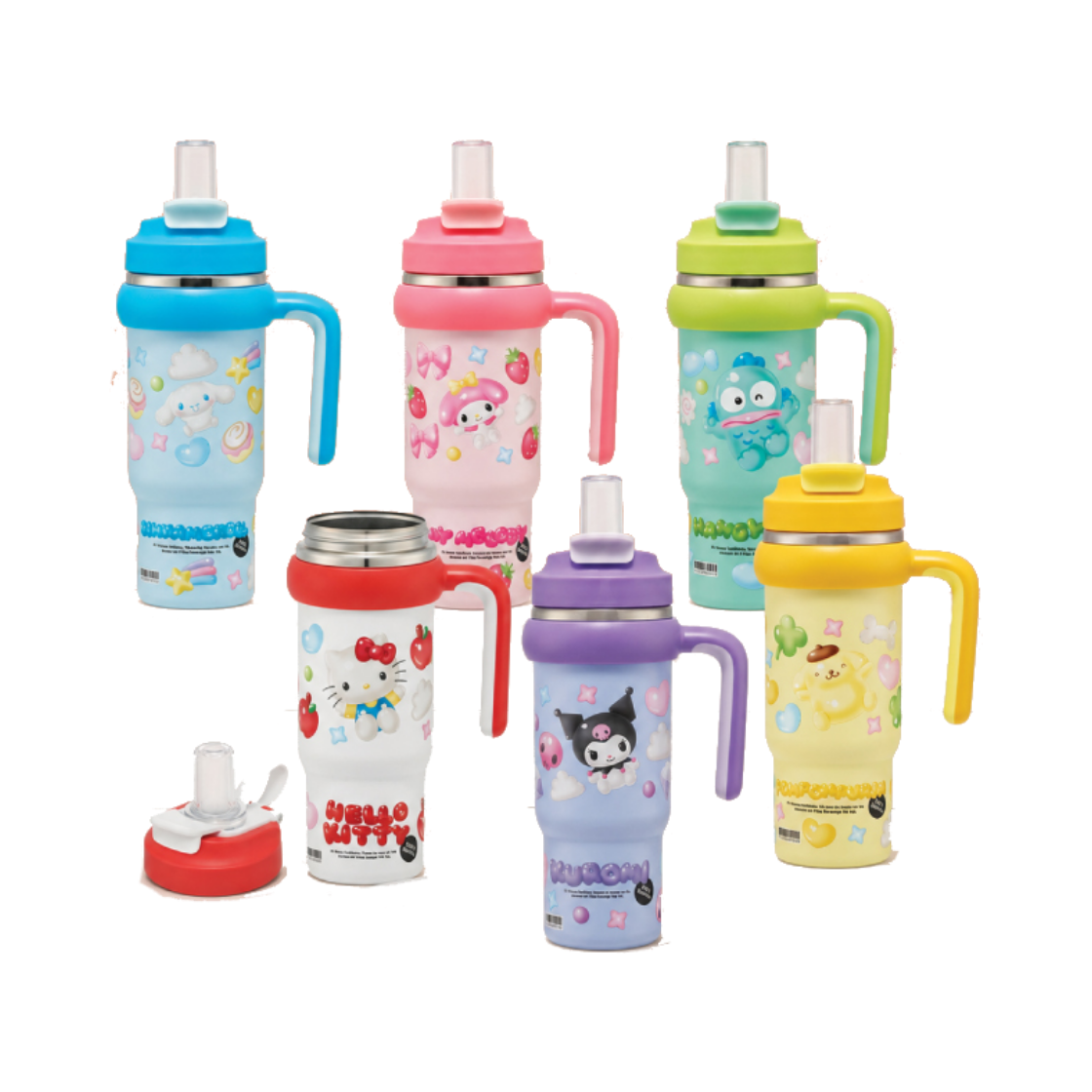 스케이터 산리오 퍼피 벌룬 투웨이 스테인레스 보틀 830ml 6종(Skater Sanrio Puppy Balloon 2 way Stainless Steel Bottle 830ml 6 Character Designs)