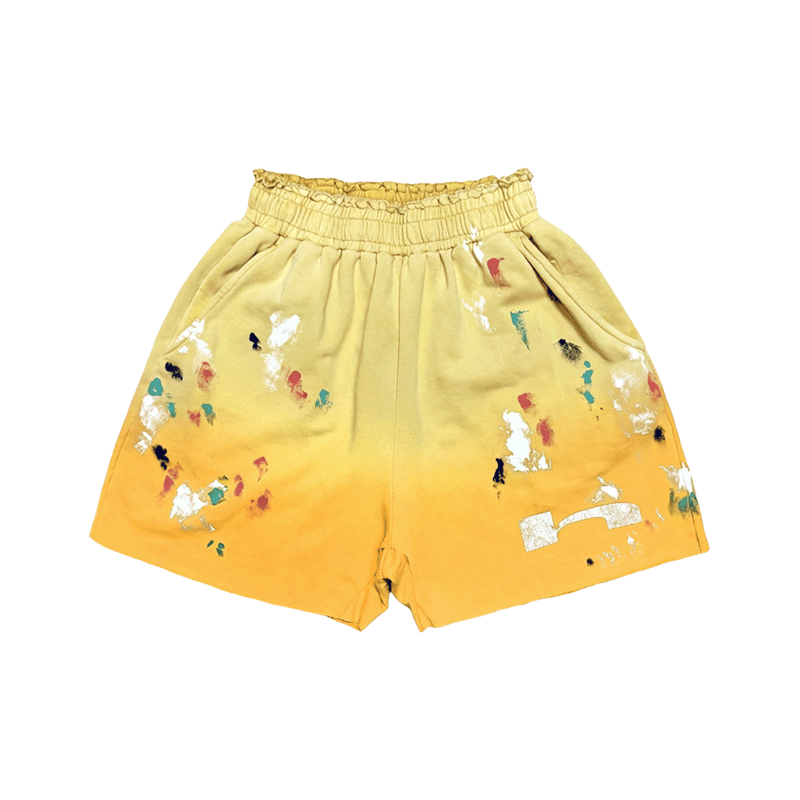홈리스 에이치 로고 더티 쇼츠 옐로우(Hommless h Logo Dirty Shorts Yellow)