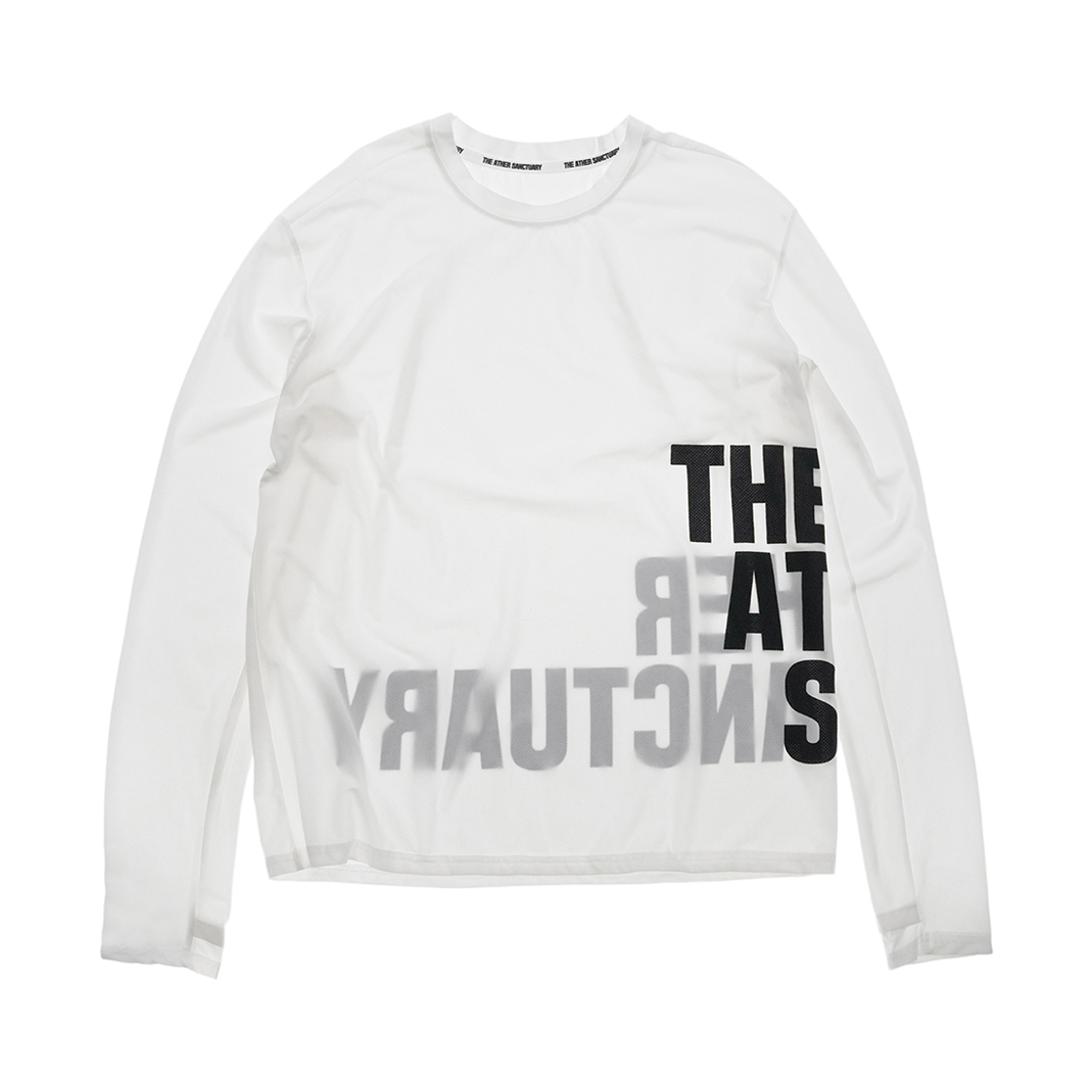 디아더생츄어리 오리진 빅로고 메쉬 긴팔 티셔츠 화이트(THE ATHER SANCTUARY Origin Big Logo Mesh L/S Tee White)