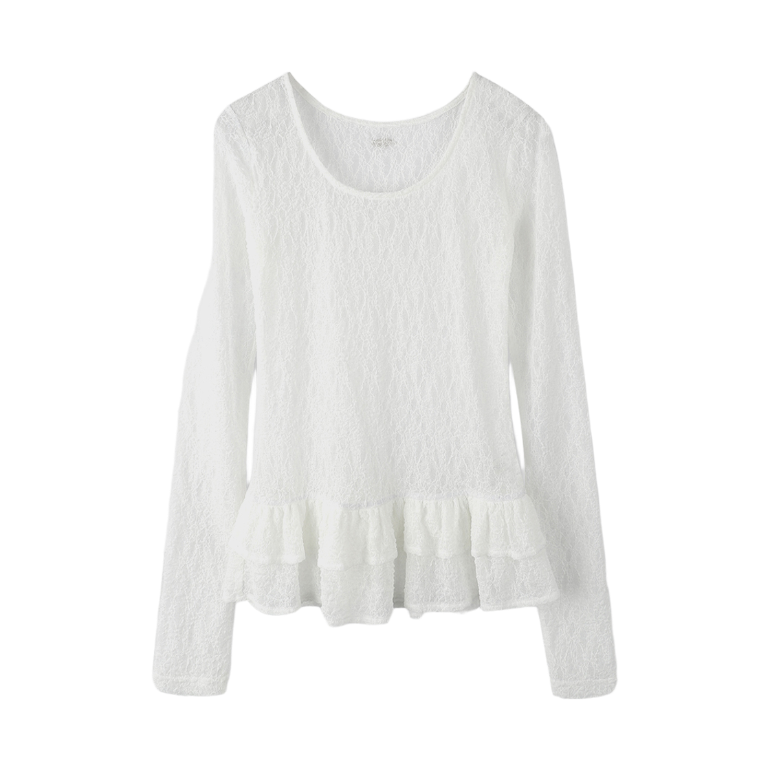 AD61TS07WH Avandress Ella Flower Sheer Frill Tee White