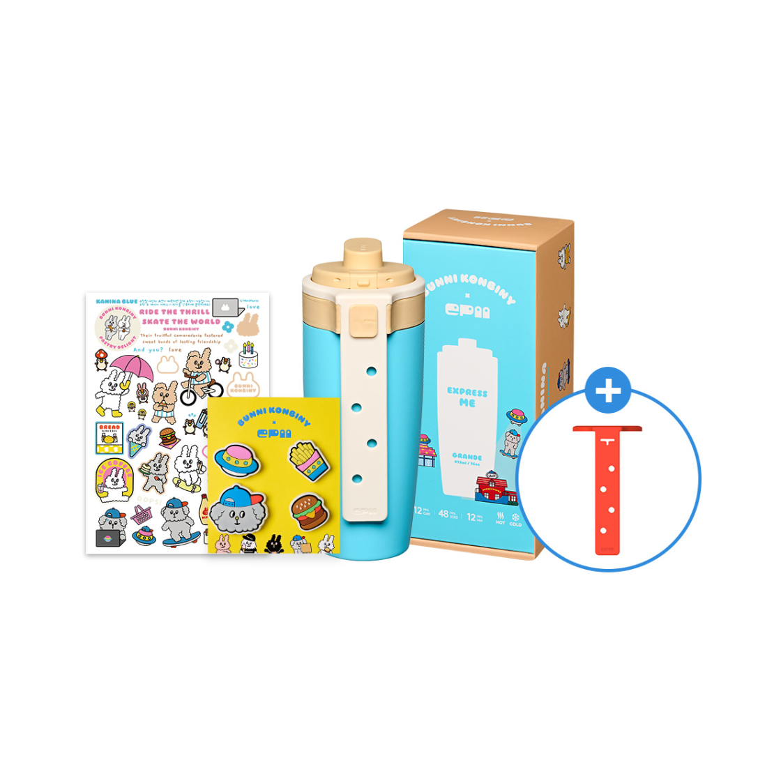 스케이터 에피 텀블러 2.0 그란데 버니콘비니 콜라보 카니나 세트 블루 473ml(Skater EPII TUMBLER 2.0 Grande Bunni Konbiny Collaboraion Kanina SET Blue 473ml)