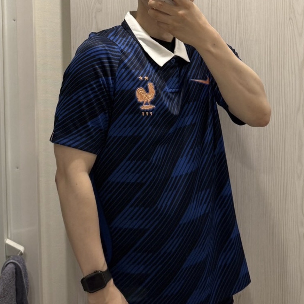 Nike France National Team 2026 Stadium Home Dri-Fit Soccer Jersey Game Royal Blackened Blue (IB5300-480) (Non Marking Ver.) 착용 스타일