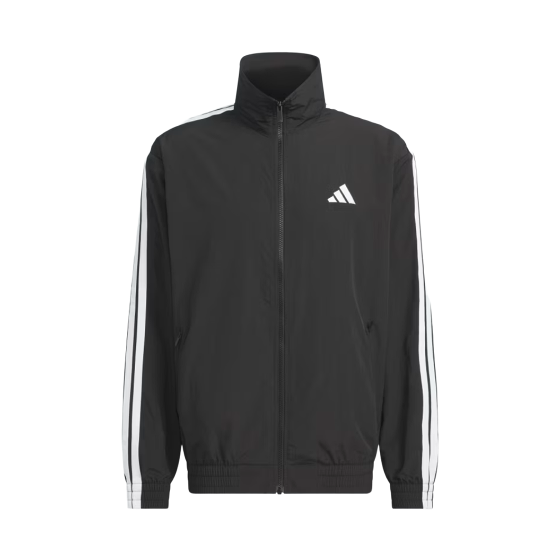 KQ6938 Adidas Sportswear Stadium Light Twill Loose Fit Track Jacket Black White - KR Sizing