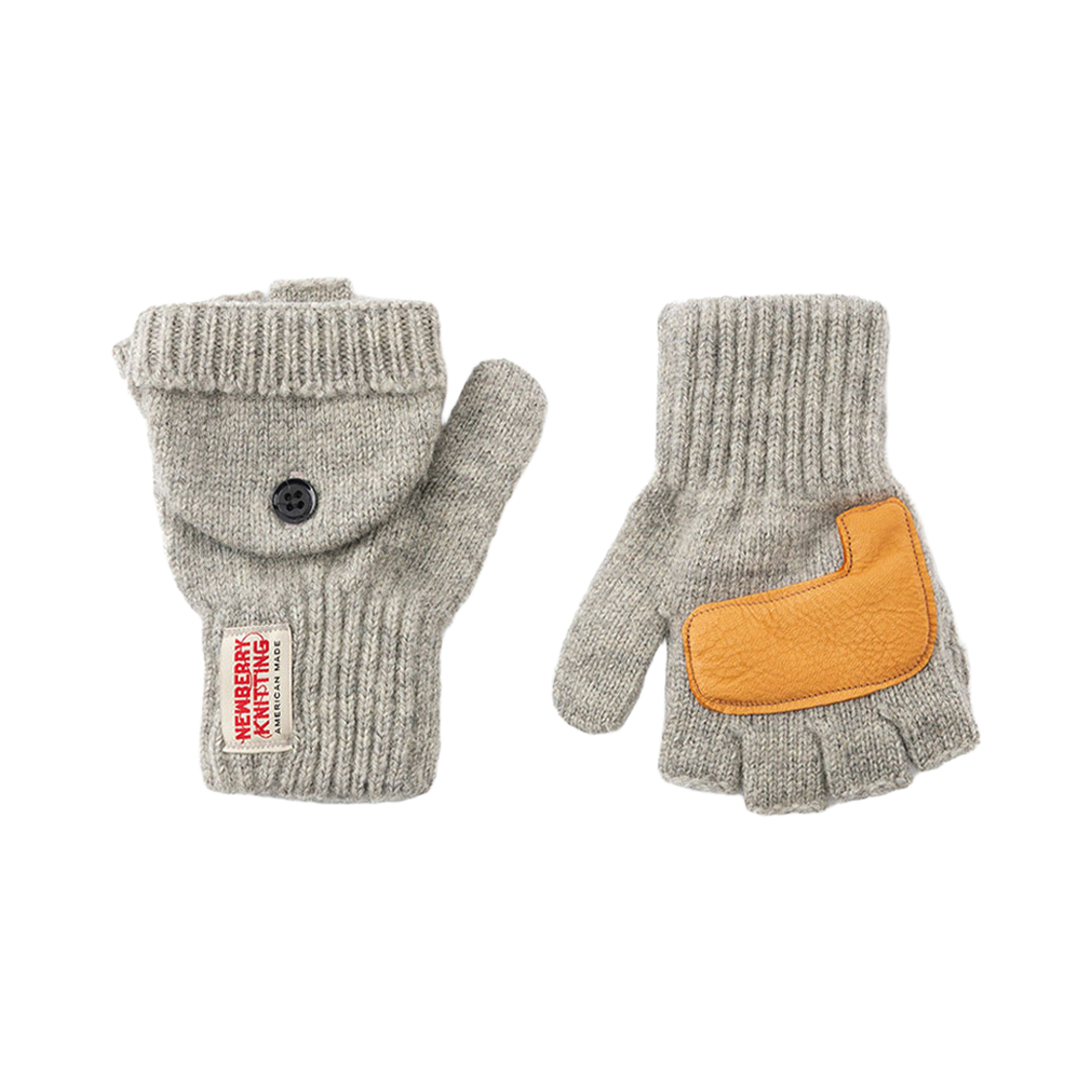 SR-LA2XCT-D-Hgrey Newberry Knitting Deerskin Glomitt Knit Gloves Grey