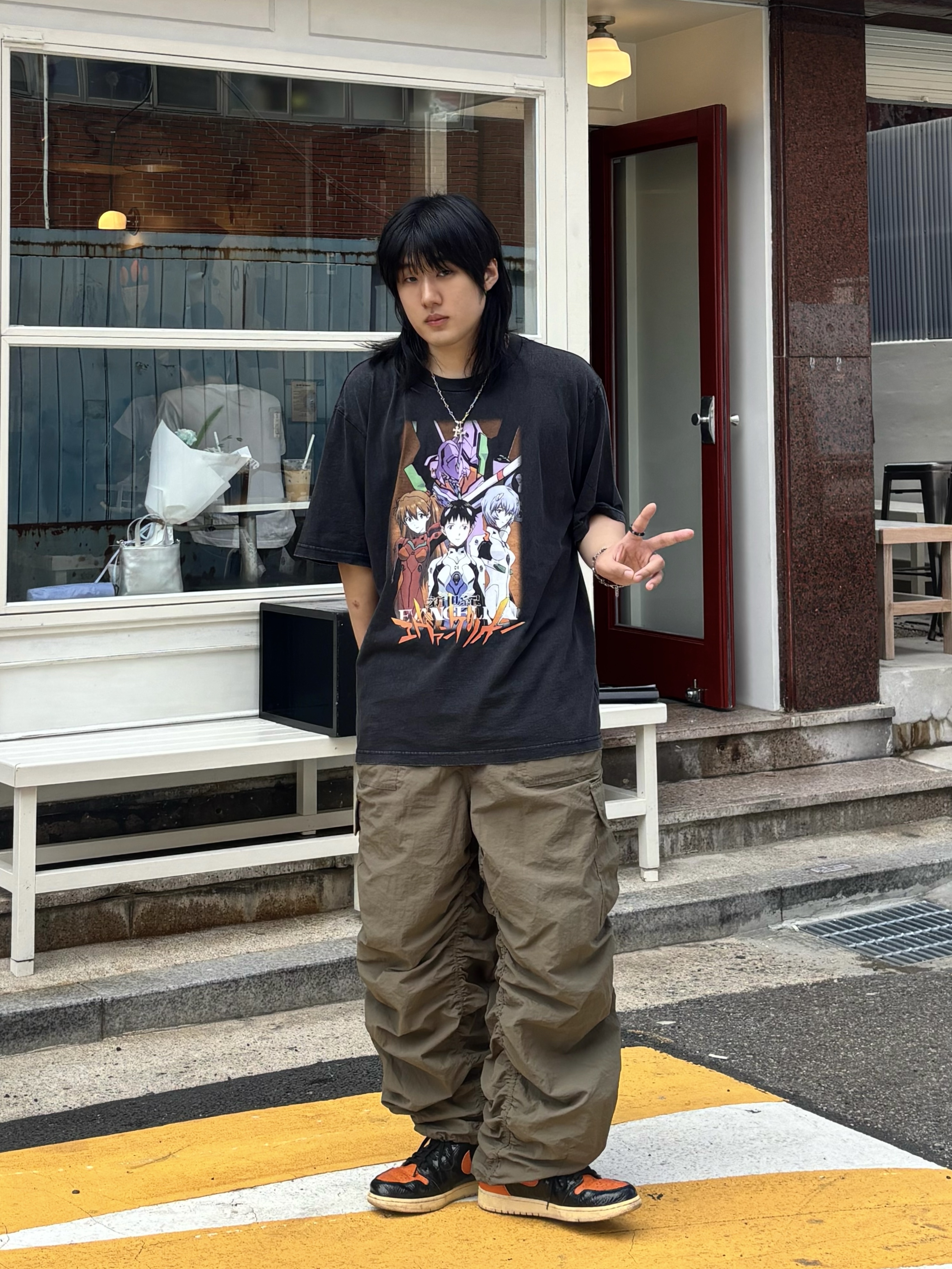 GU x Evangelion Washed Graphic T-Shirt Dark Gray, Jordan 1 Retro High Shattered Backboard 3.0 착용 스타일 - 1
