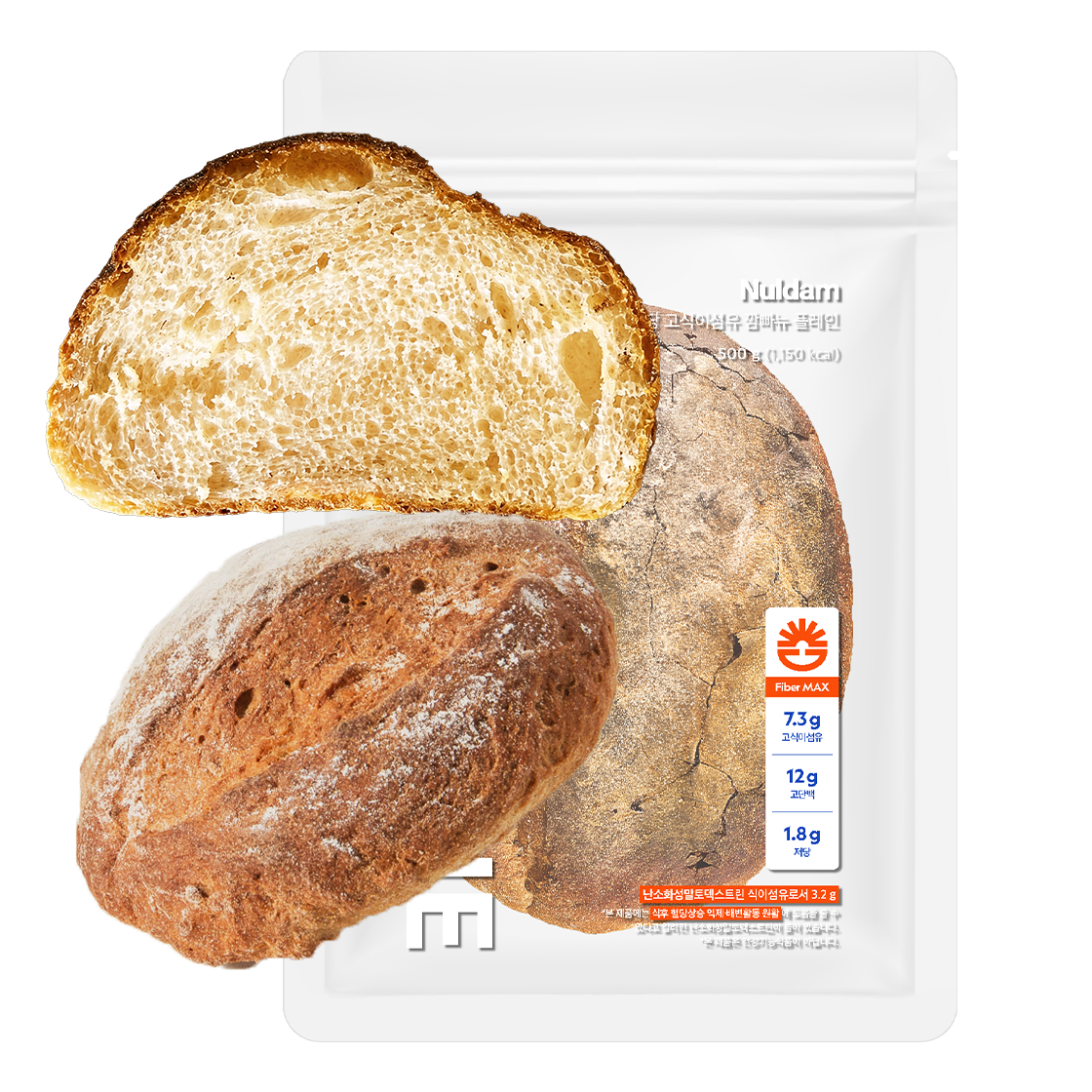 널담 고단백 저당 고식이섬유 깜빠뉴 플레인+치즈 총 2개(500g)(Nuldam High Protein, Low Sugar, High Fiber Plain/Cheese Campagne, 2 Loaf (500g)) - 2