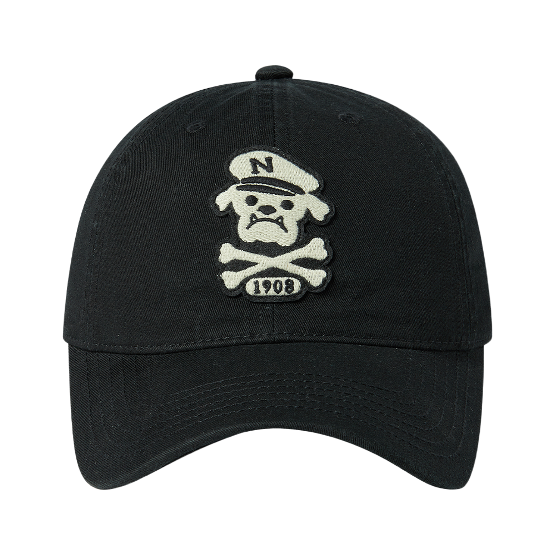 엔 아카이브 밀리터리 스컬독 패치 워싱 캡 블랙(N ARCHIVE Military Skull Dog Patch Washing Cap Black)