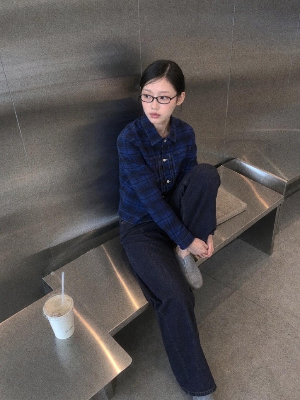 Story mfg Women Sundae Jacket Solar Check - 26FW 착용 스타일 - 1