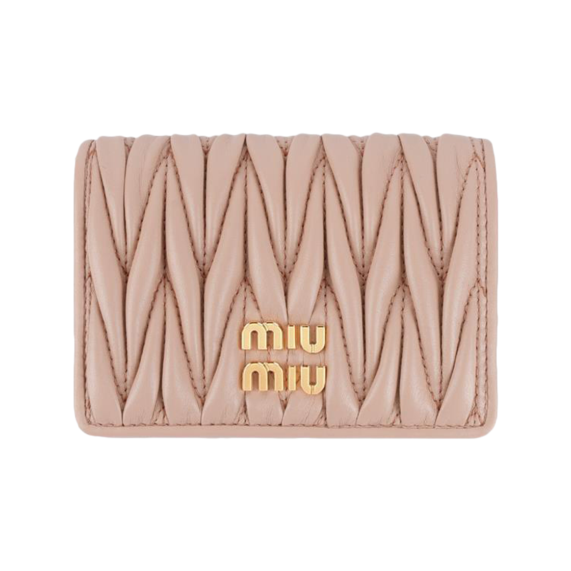 5MC103 AFPP F0236 [25% 쿠폰] Miu Miu Matelasse Nappa Leather Card Holder Powder Pink