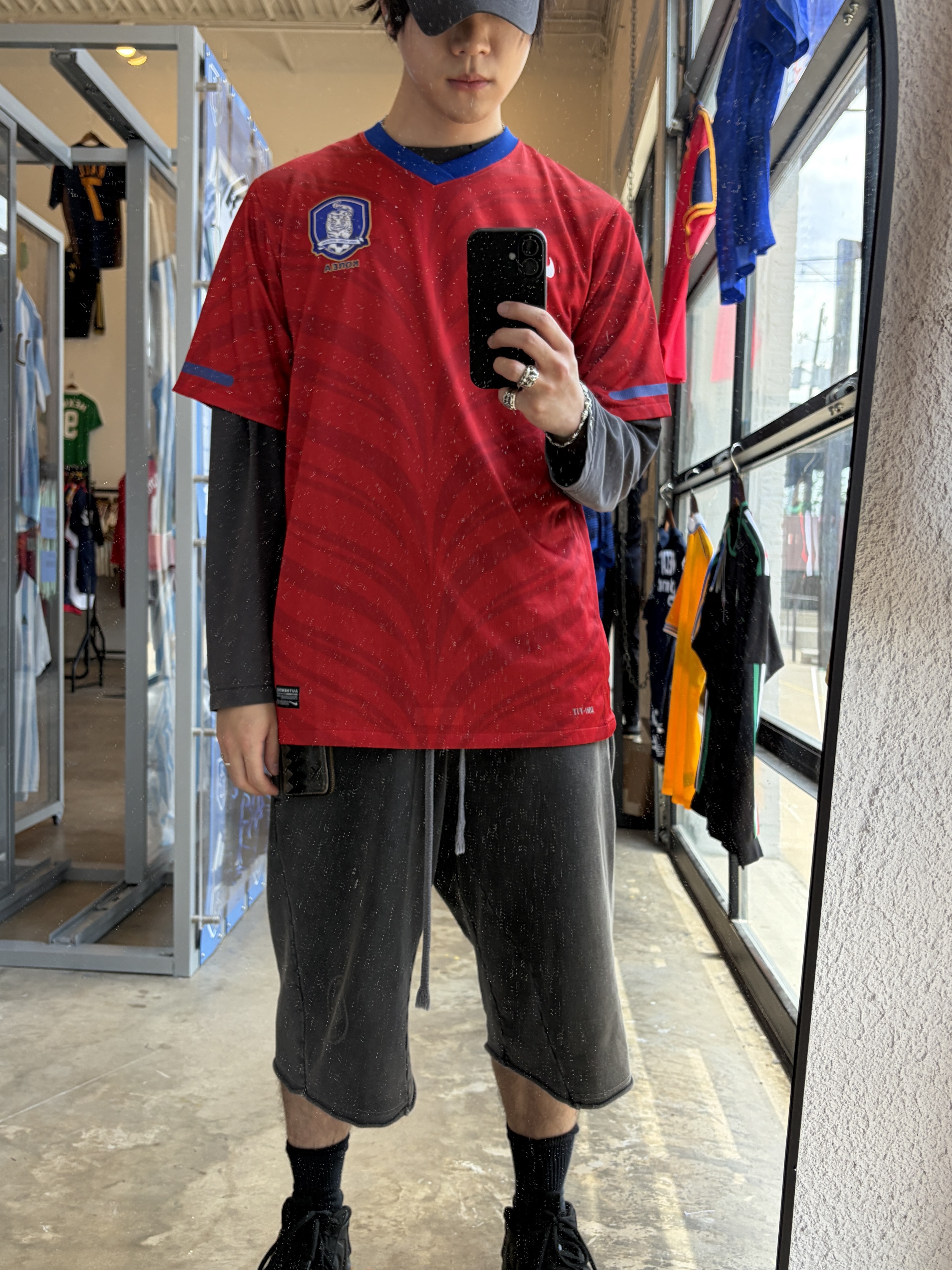 Polyteru Human Index HI Cap Navy (Classic Fit), Polyteru Human Index Human 1/2 Sweat Pants Charcoal 착용 스타일 - 2