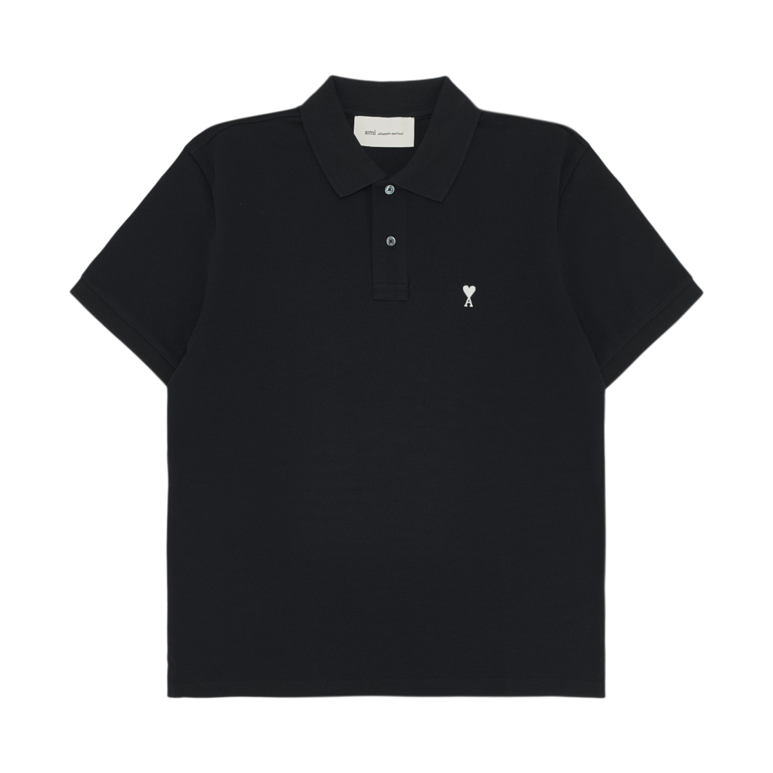 아미 스몰 하트 로고 코튼 숏슬리브 폴로 셔츠 블랙 화이트 크림(AMI de Coeur Cotton Short Sleeve Polo Shirt Black White Cream)