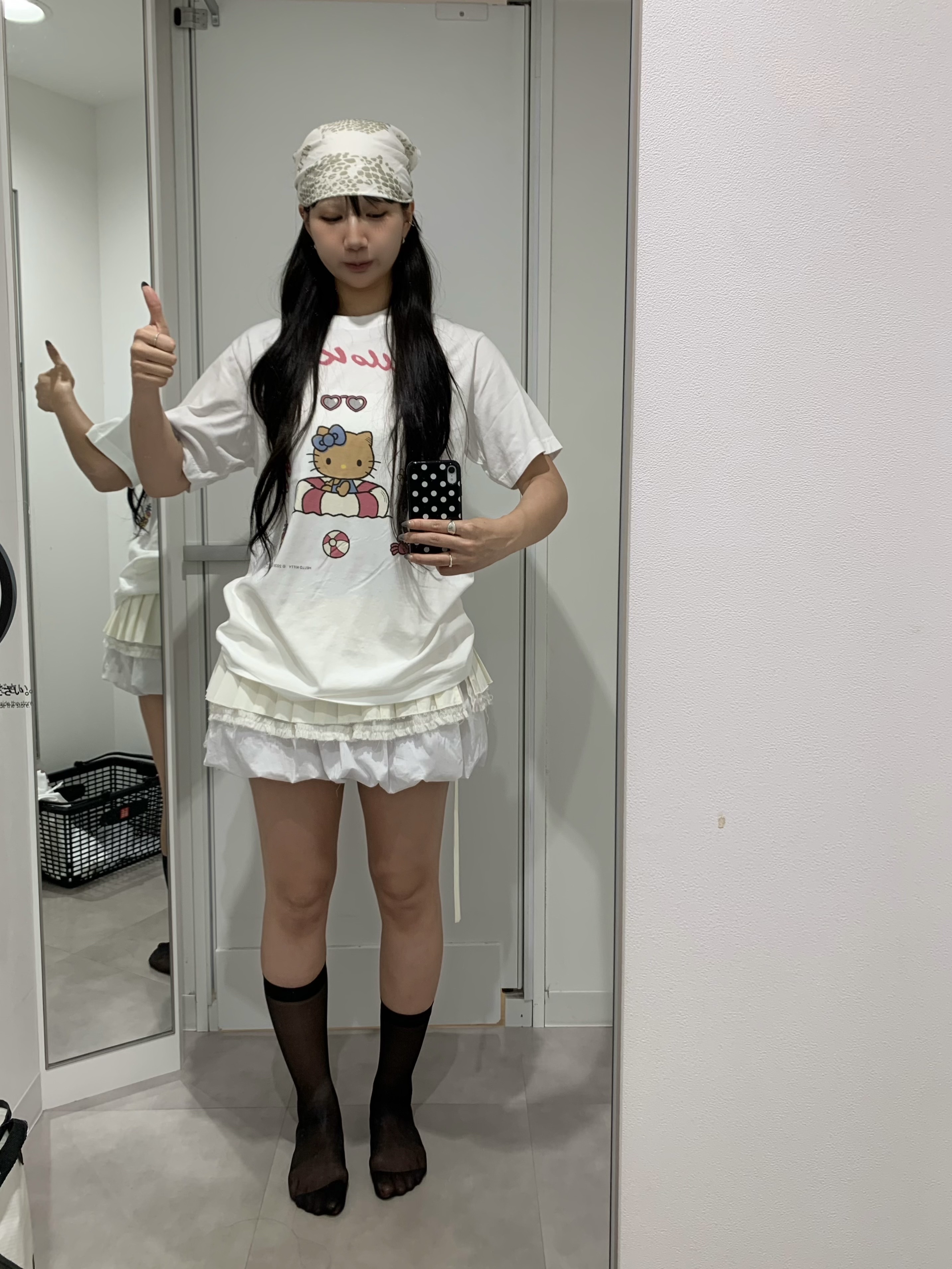 (W) Partimento Turn Over Pleated Wrap Skirt White 착용 스타일
