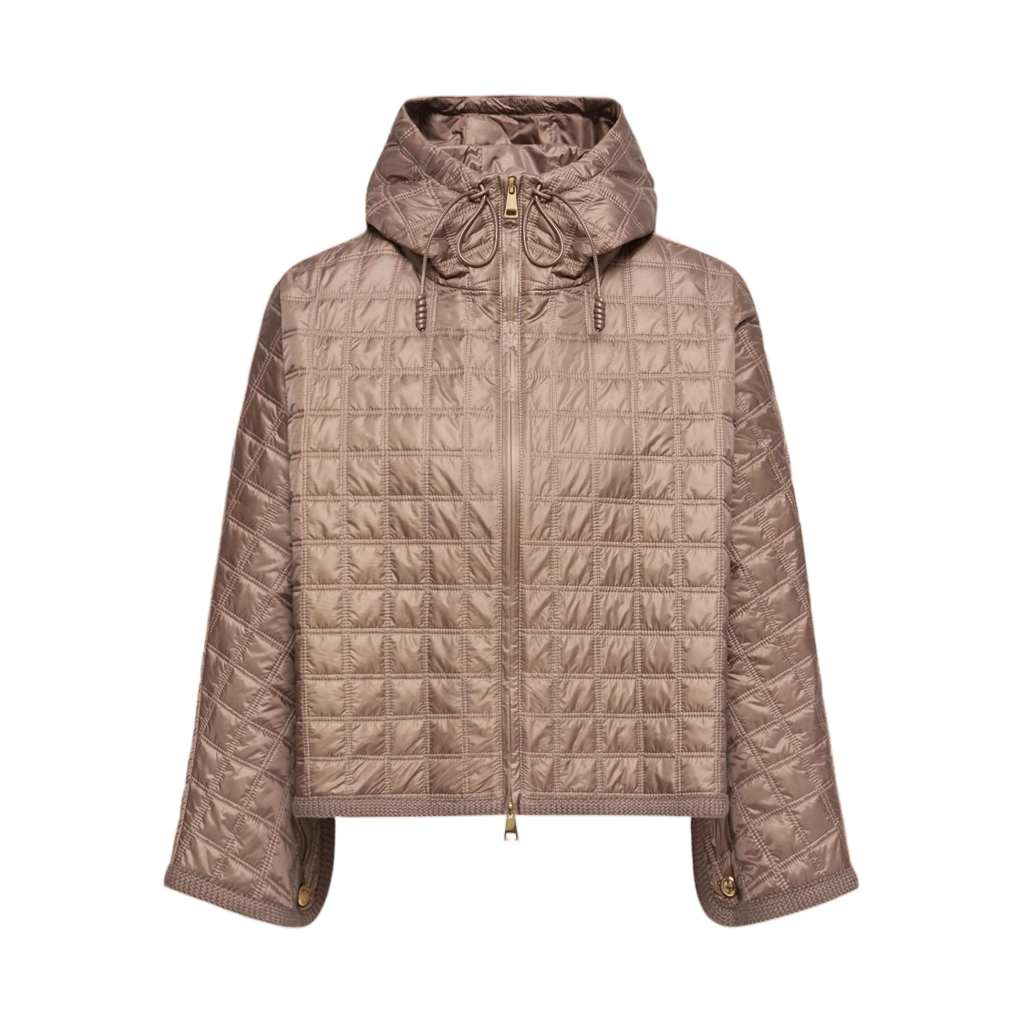 L2-093-3G00012-788WH-25Y (W) Moncler Hooded Square Quilted Padded Cape Brown