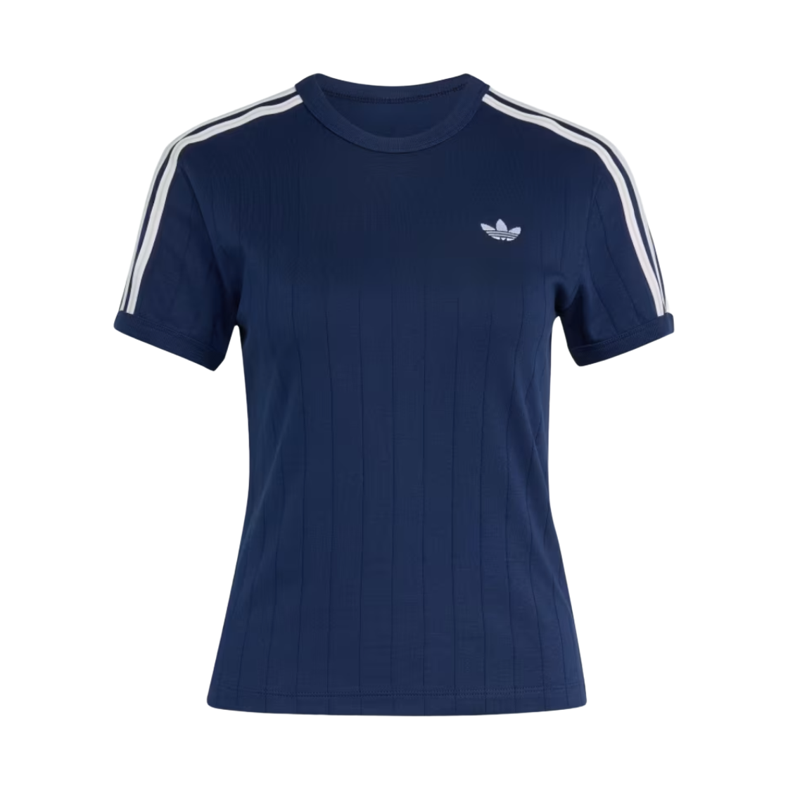 KS9992 (W) Adidas Pinstripe Short Sleeve Slim T-Shirt Night Indigo White - KR Sizing