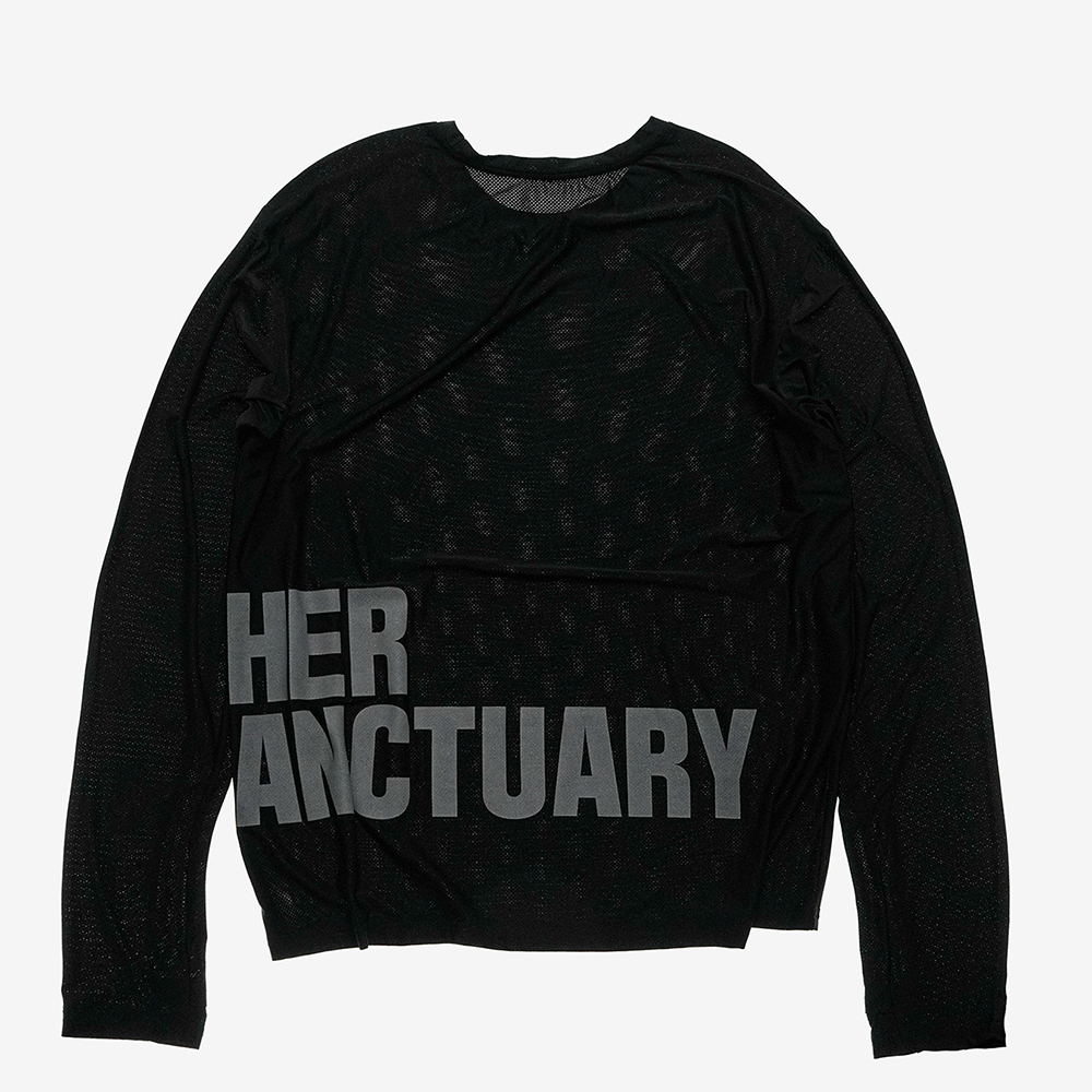 디아더생츄어리 오리진 빅로고 메쉬 긴팔 티셔츠 블랙(THE ATHER SANCTUARY Origin Big Logo Mesh L/S Tee Black) - 5