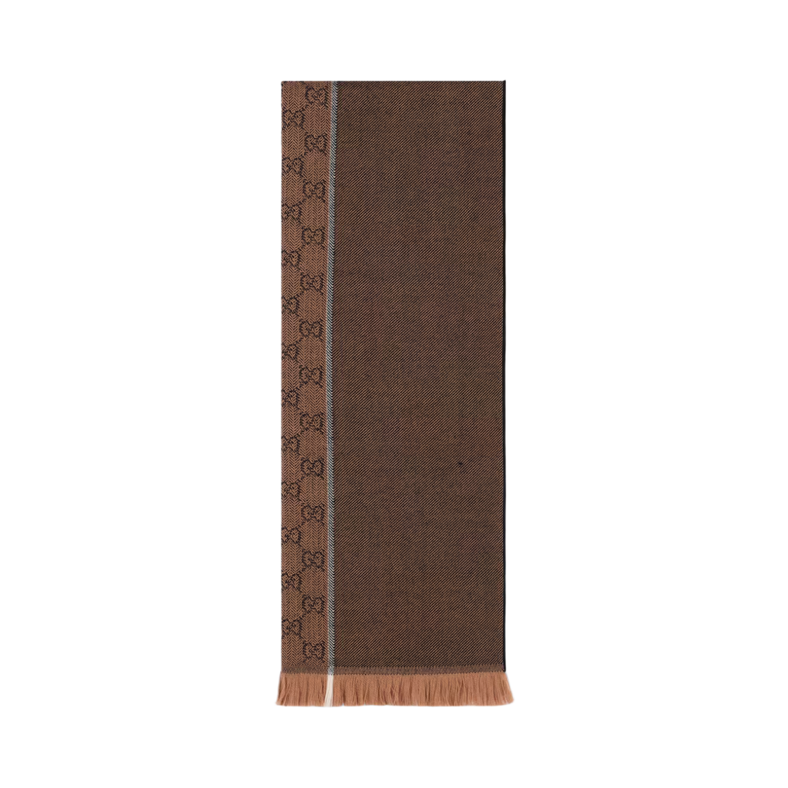 853177-4G200-2578 Gucci GG Wool Jacquard Scarf Brown
