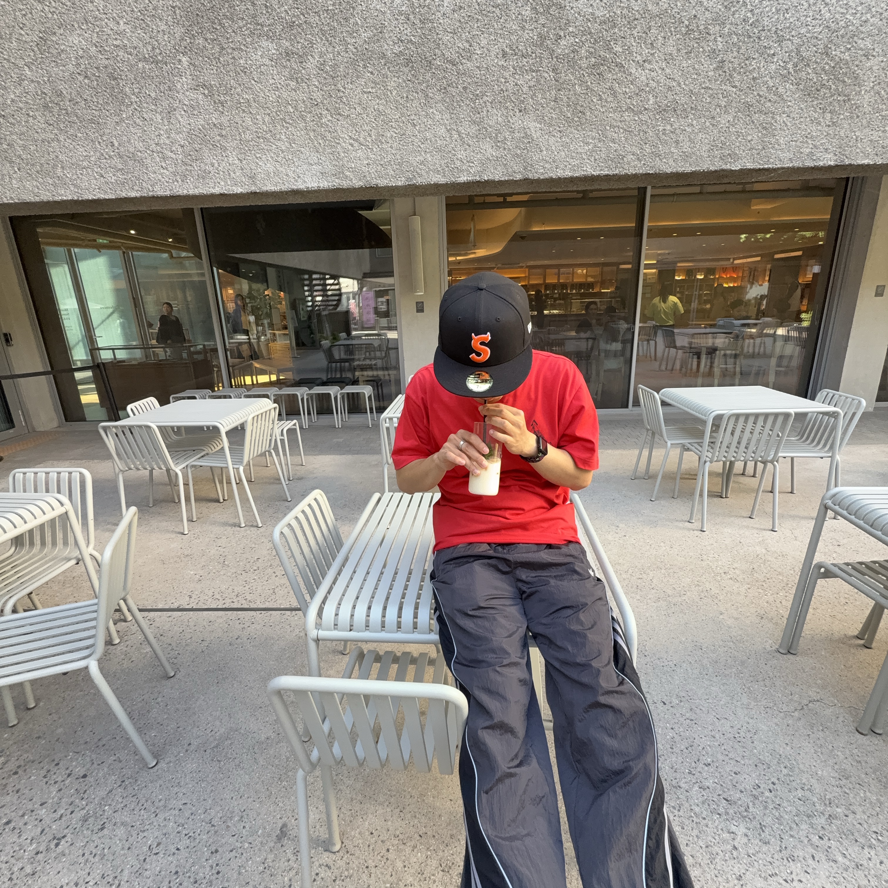 Adidas Adilenium 5.0 Track Pants Black - KR Sizing, Palace Grand Master T-Shirt Truest Red - 25FW 착용 스타일 - 2