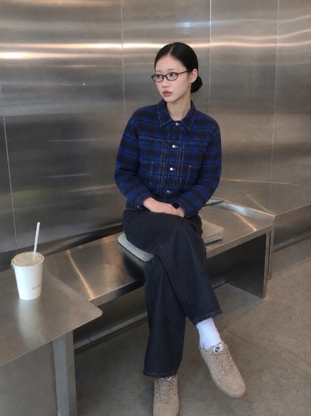 Story mfg Women Sundae Jacket Solar Check - 26FW 착용 스타일 - 3