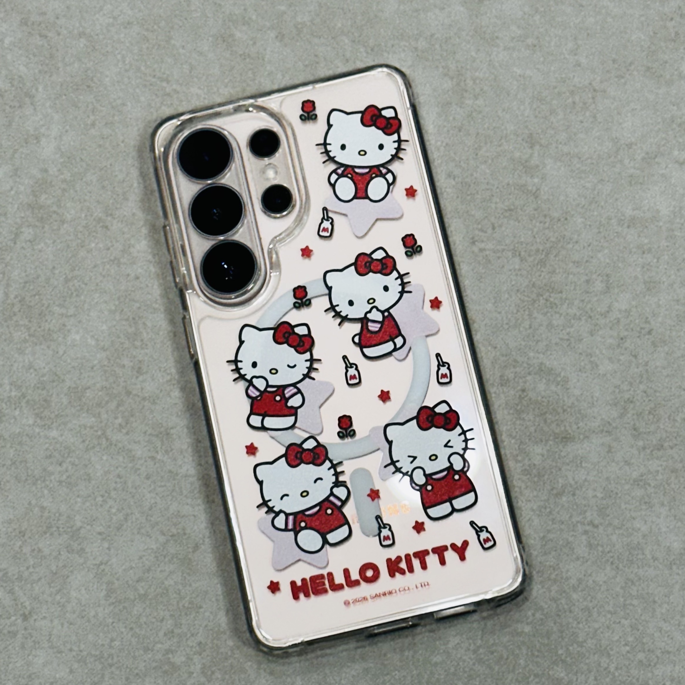 SLBS HELLO KITTY Pattern Clear Magnet Case for S26 Series, Samsung Galaxy S26 Ultra 1TB Pink Gold (Korean Ver.) 착용 스타일