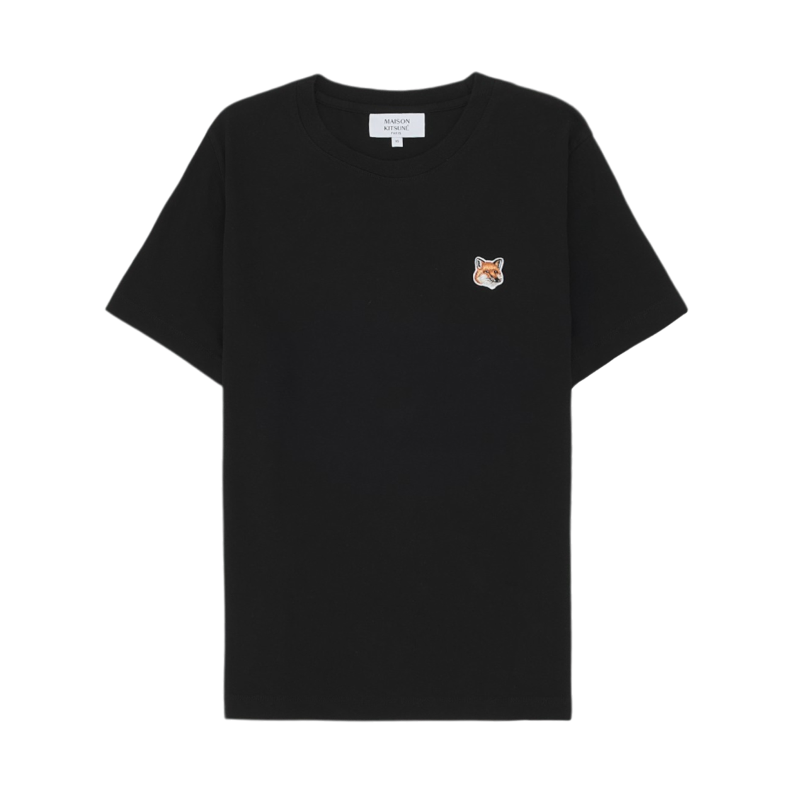 (W) 메종 키츠네 폭스 헤드 패치 레귤러 티셔츠 블랙((W) Maison Kitsune Fox Head Patch Regular T-Shirt Black)