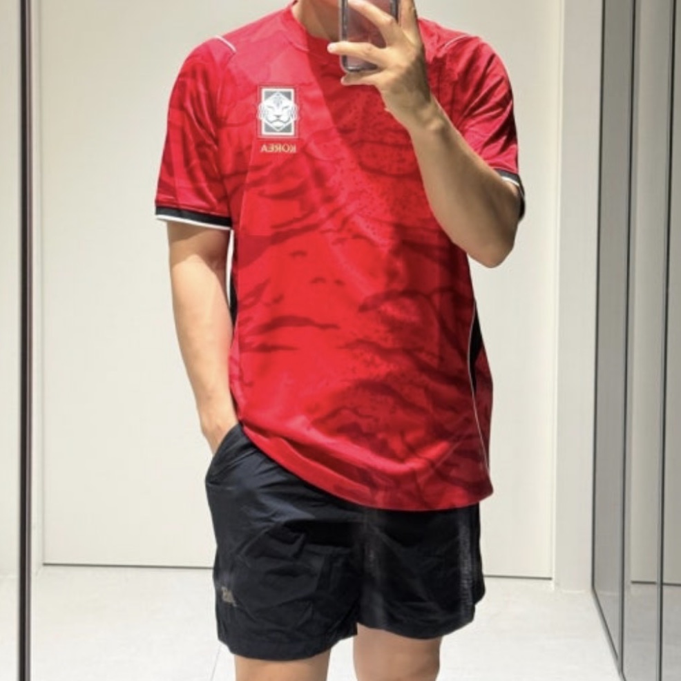 Nike Korea 2026 Stadium Home Dri-Fit Soccer Replica Jersey Global Red Black (Non Marking Ver.) 착용 스타일