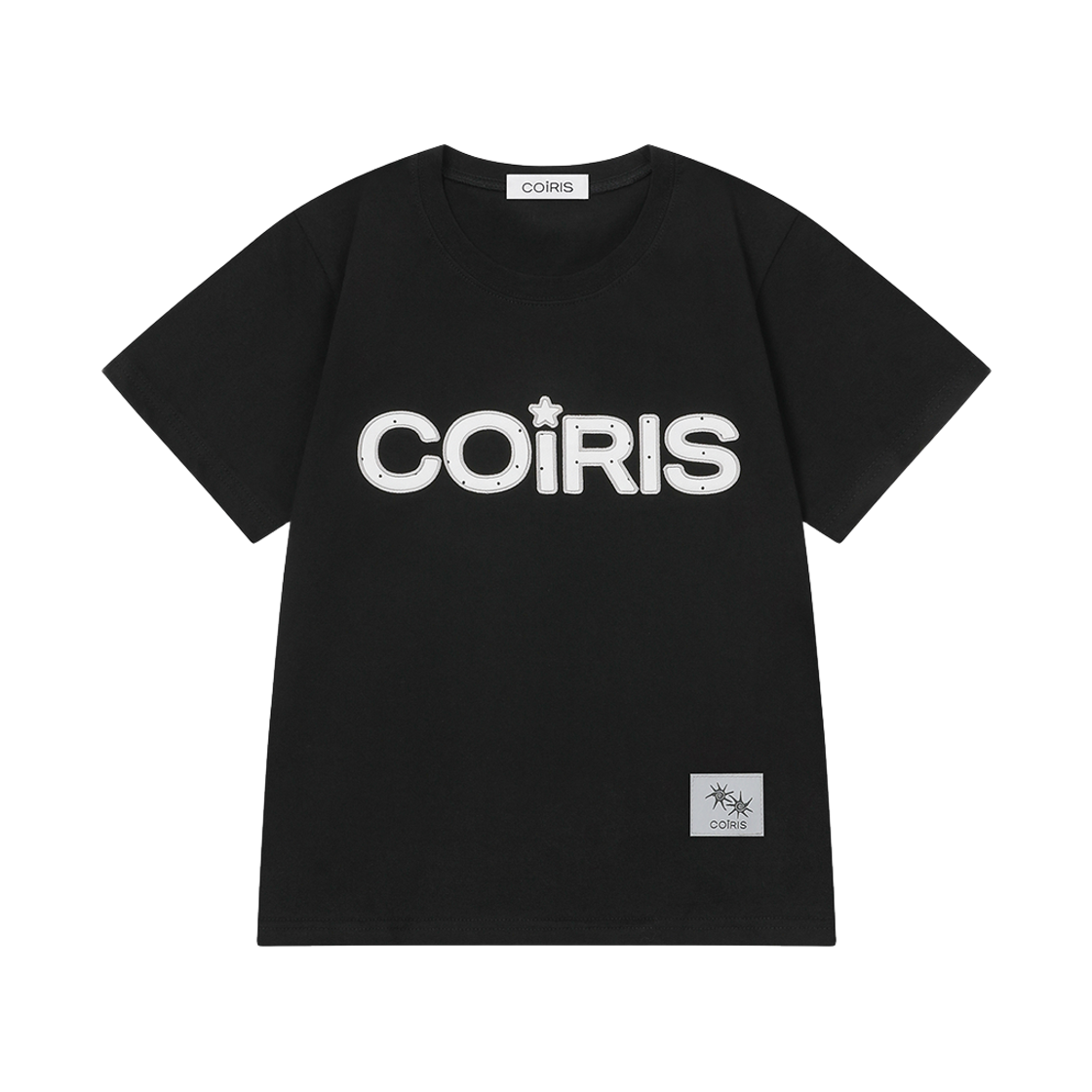 C-P00000KM Coiris Laveo Dot Applique Logo Cotton Half T Black