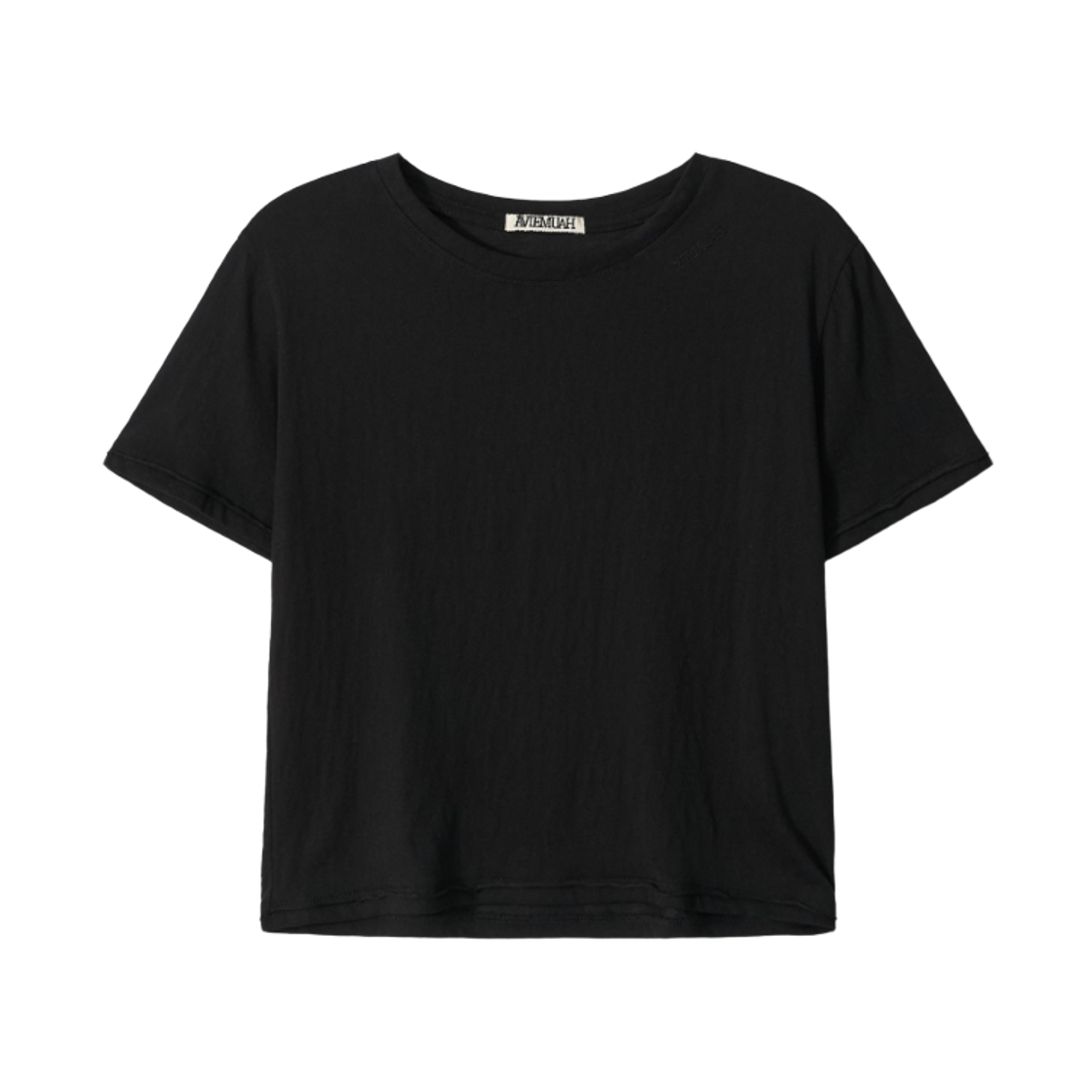 (W) 아비에무아 슬럽 로우 엣지 티셔츠 블랙((W) Aviemuah Slub Raw Edge T-Shirt Black)