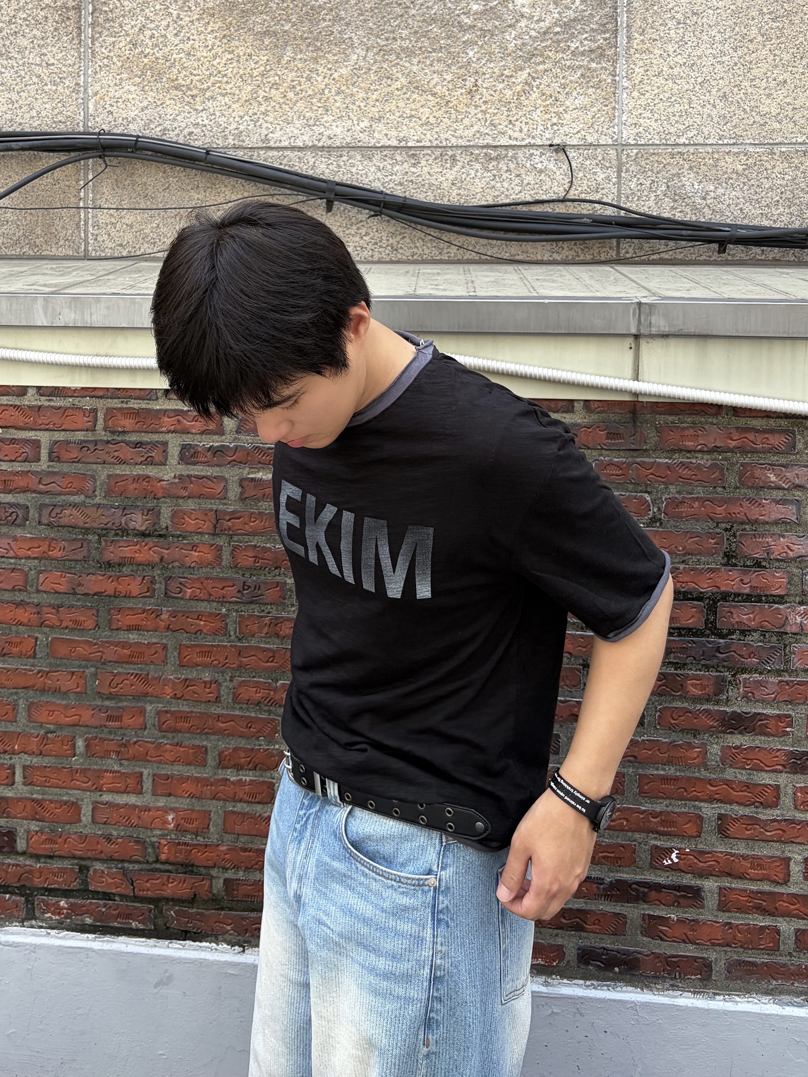 noun Corduroy Denim Pants Light Blue, Dr. Martens 1461 Smooth Black 착용 스타일 - 3