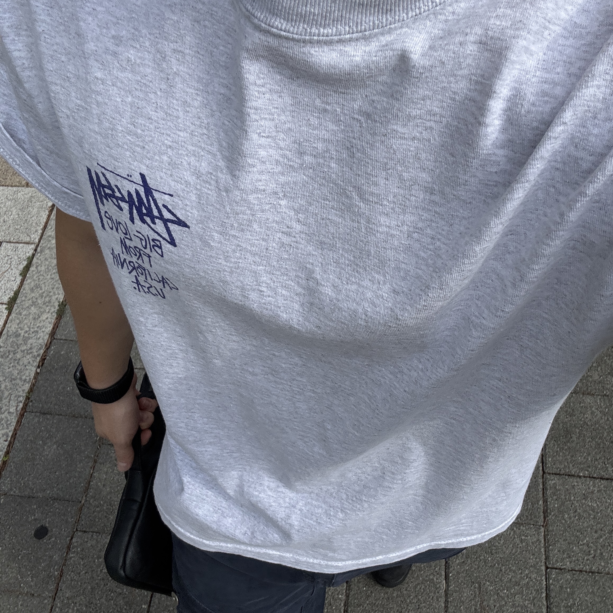 Stussy Big Love T-Shirt Ash Heather 착용 스타일 - 2
