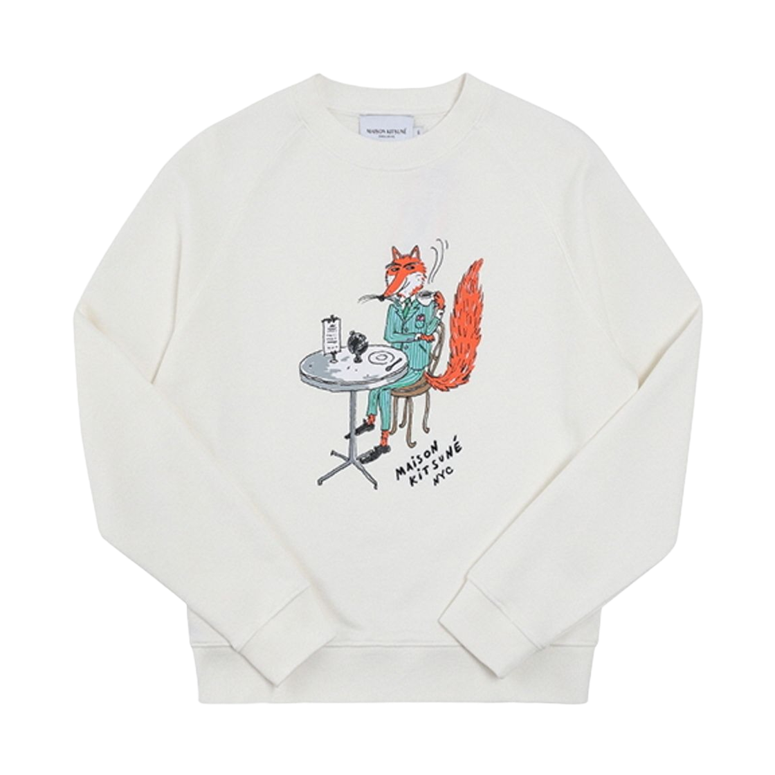 IW00305KM0001-P701 (W) Maison Kitsune Oly Coffee Fox Vintage Sweatshirt Ecru