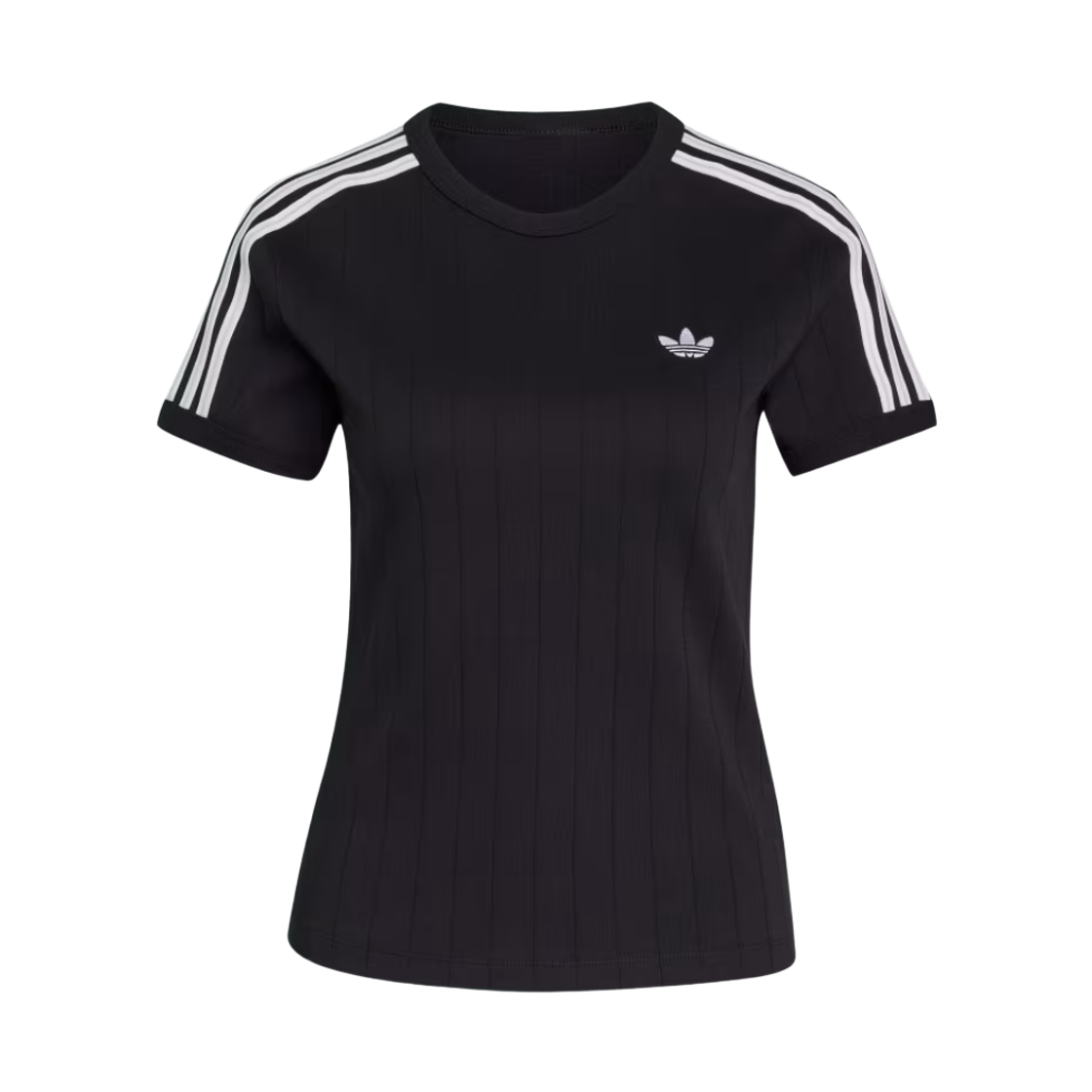 KS6784 (W) Adidas Pinstripe Short Sleeve Slim T-Shirt Black White - KR Sizing