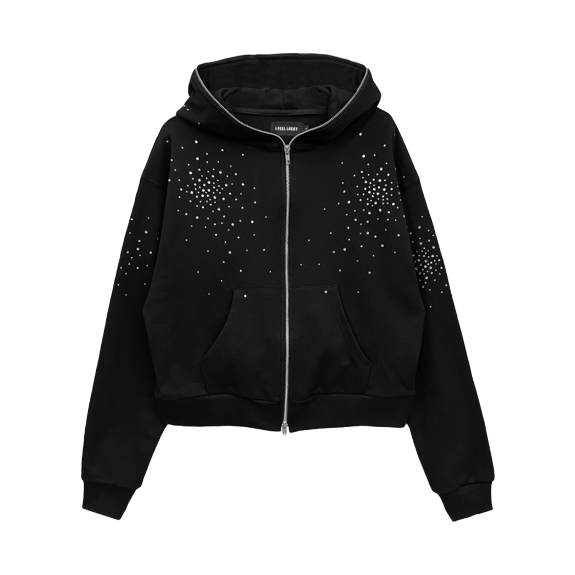 아이필럭키 블링 후드 집업 블랙(I FEEL LUCKY Bling Hood Zip-Up Black) - 1