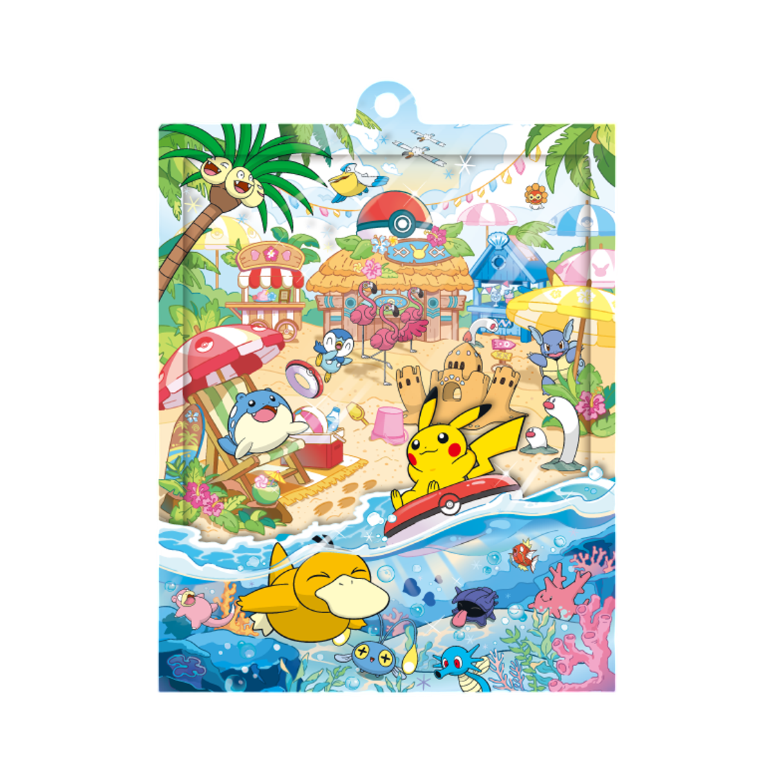 포켓몬 TCG 포켓몬 칠링 써머 데이즈 칠링 비치 글리터 아크릴 카드 홀더(Pokemon TCG Pokemon Chillin Summer Days Chilling Beach Glitter Acrylic Card Holder)