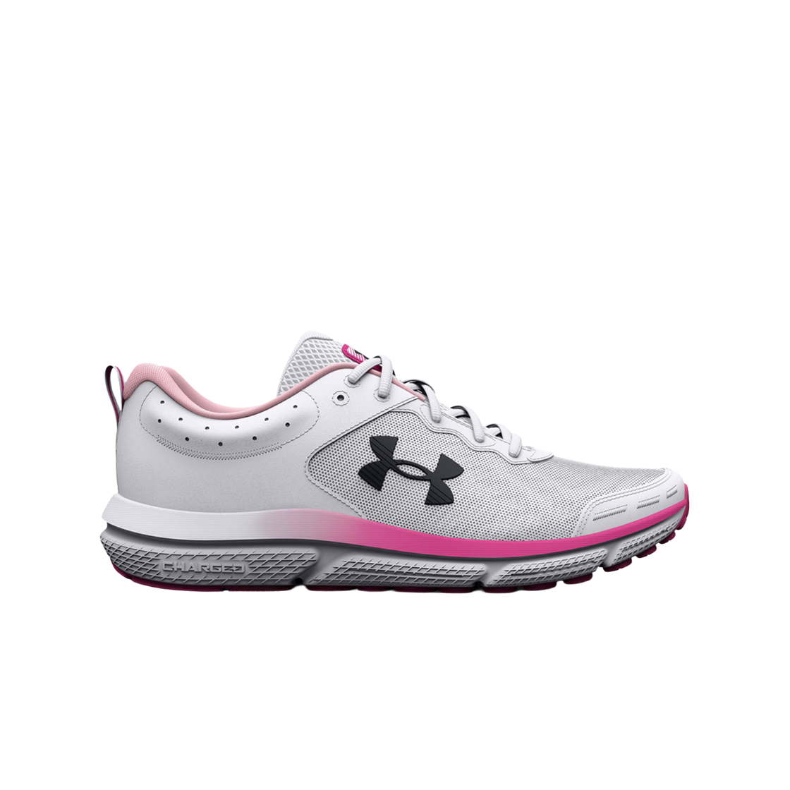 3026179-102 (W) Under Armour Charged Assert 10 White Rebel Pink