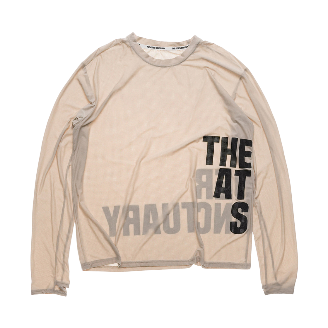 디아더생츄어리 오리진 빅로고 메쉬 긴팔 티셔츠 베이지(THE ATHER SANCTUARY Origin Big Logo Mesh L/S Tee Beige) - 1