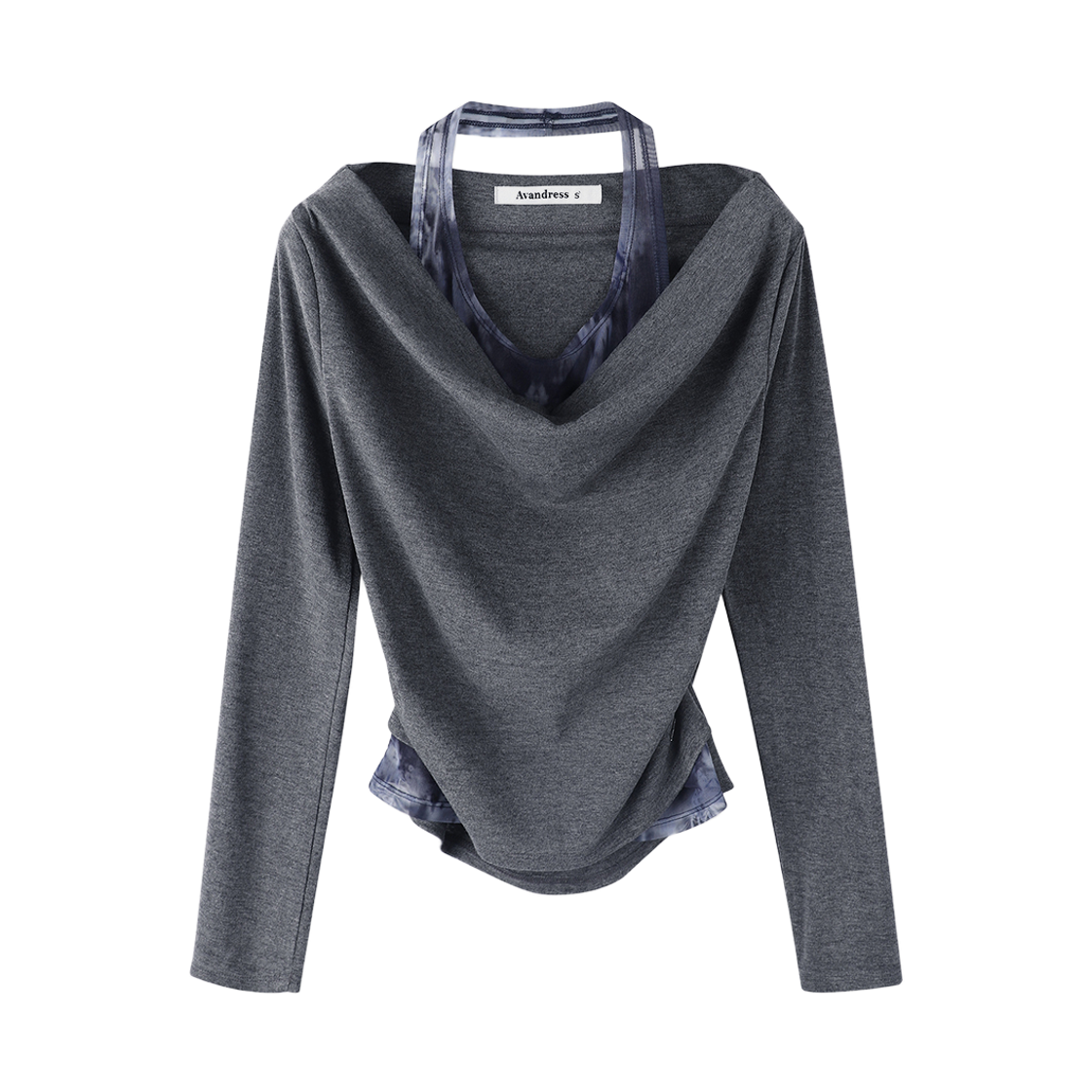 AD61TS03CH Avandress Clara Drape Tee Charcoal